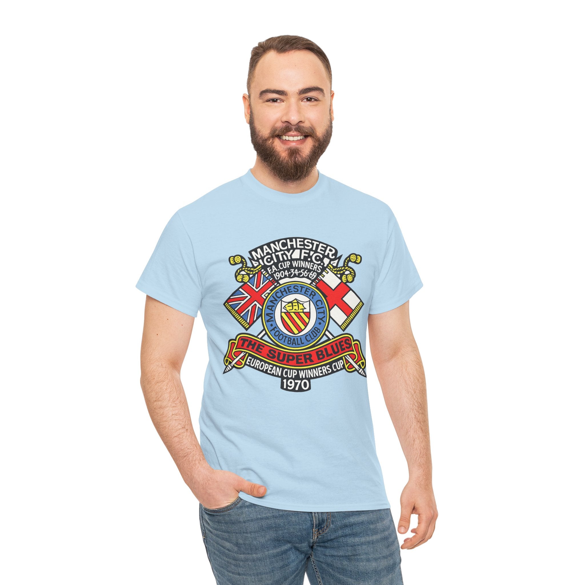 Manchester City Vintage Crest Tee — 'The Super Blues' 1970 European Cup Winners