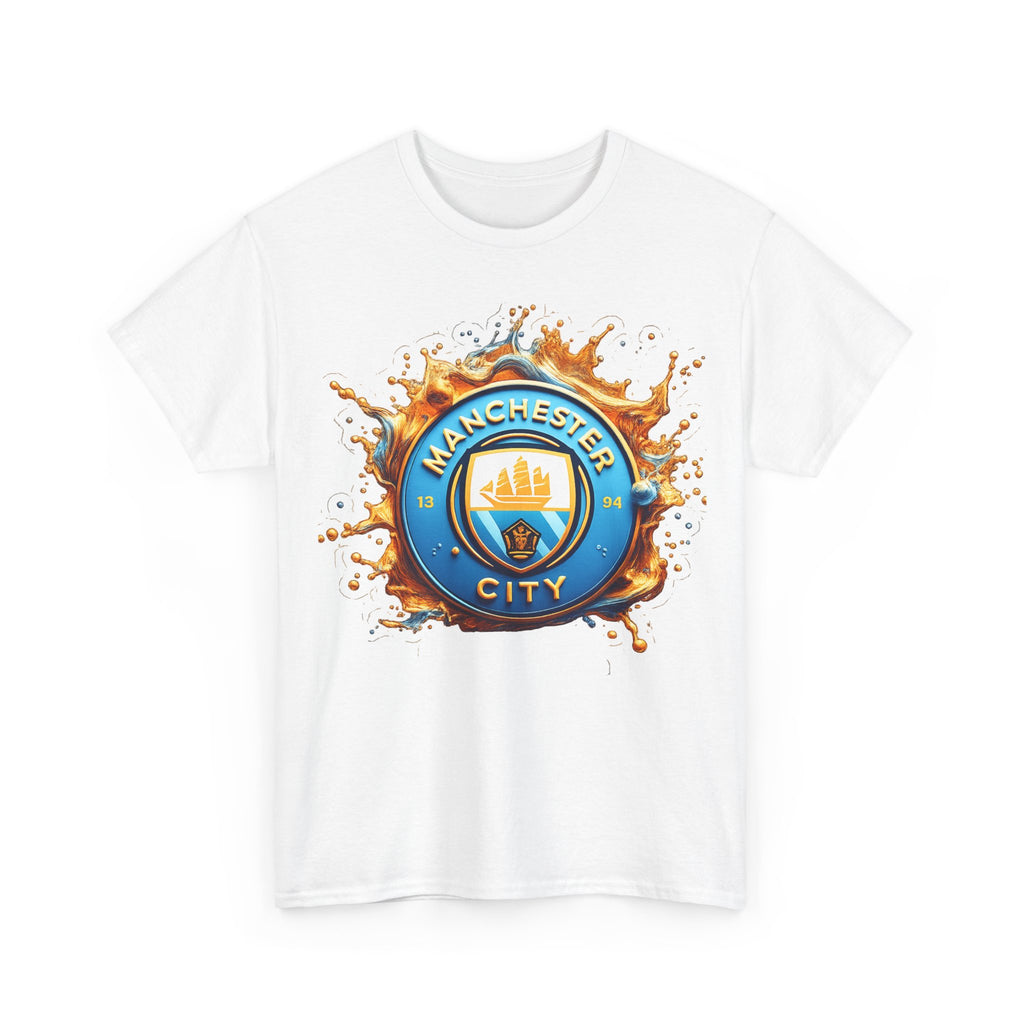 Manchester City Inspired Splash Logo Cotton T-Shirt