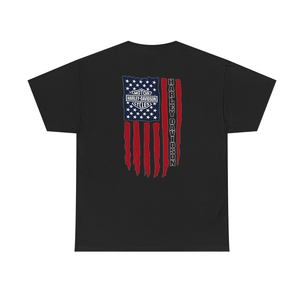 Harley-Style Flag Tee — American Motorcycle Logo T-Shirt