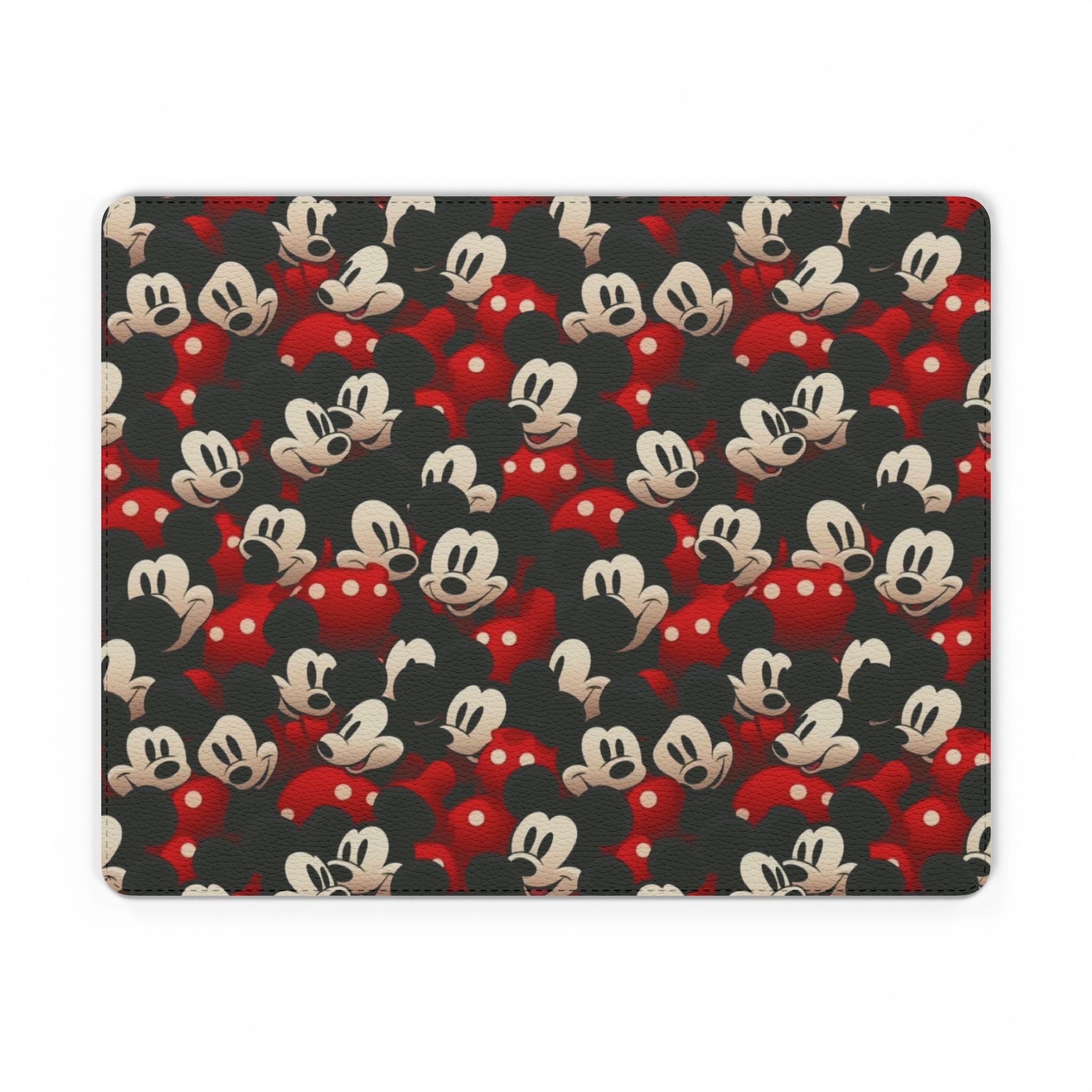 Mickey Mouse Pattern PU Leather Mouse Mat — Retro Cartoon Gaming Desk Pad