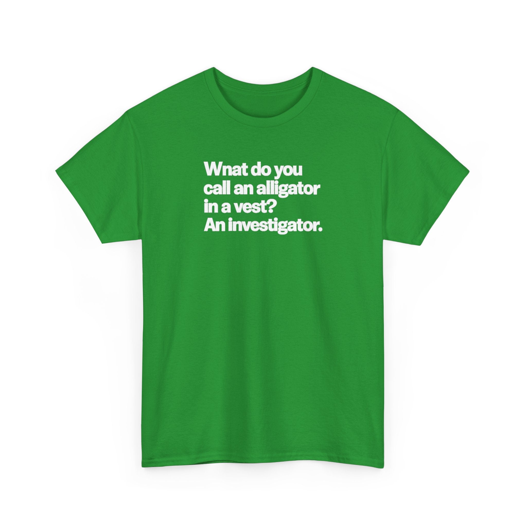 What do you call an Alligator White Minimalist Funny Tee — Subtle Embossed Text Casual T-Shirt