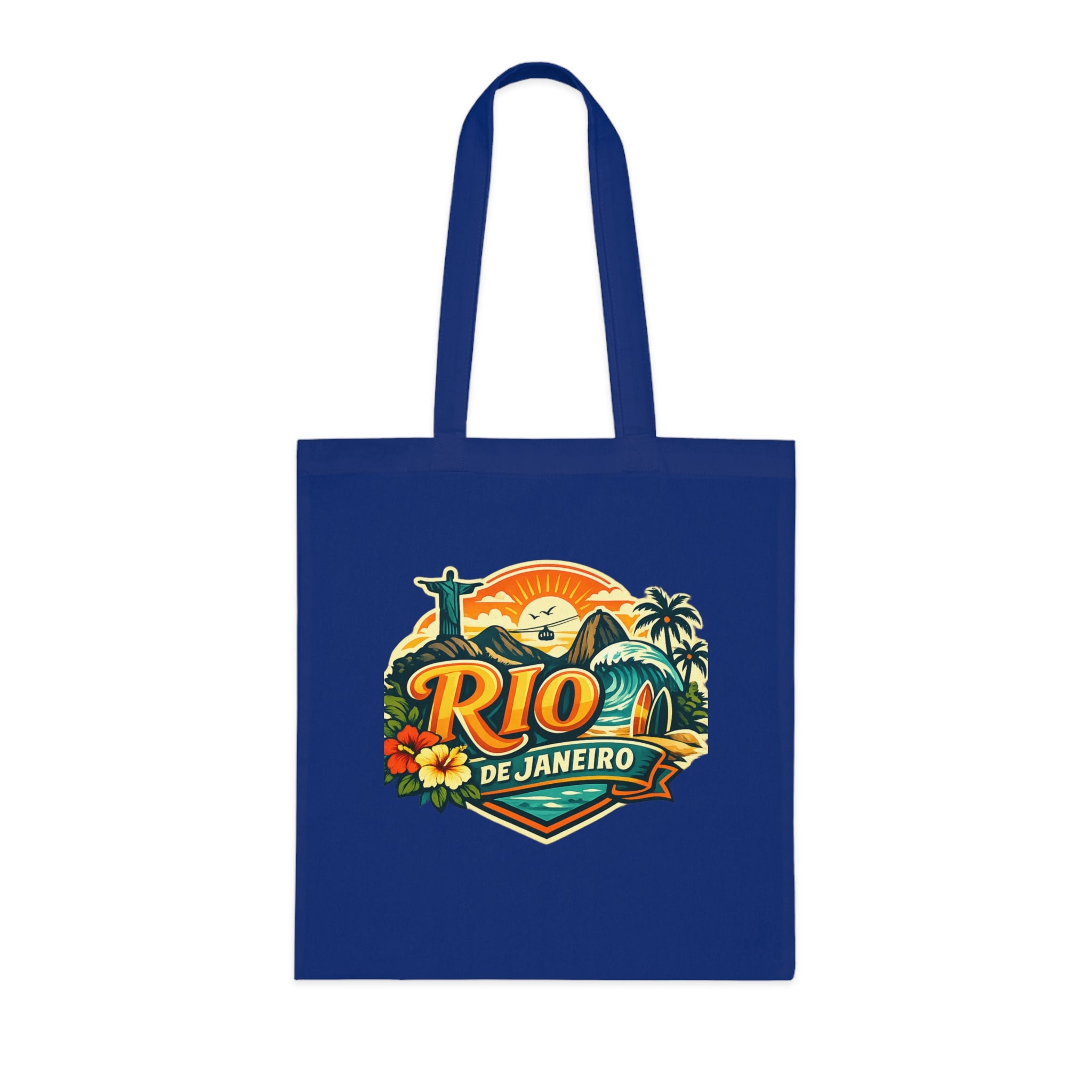 Rio de Janeiro / West Palm Beach Beach Tote — Retro Tropical Cotton Tote Bag