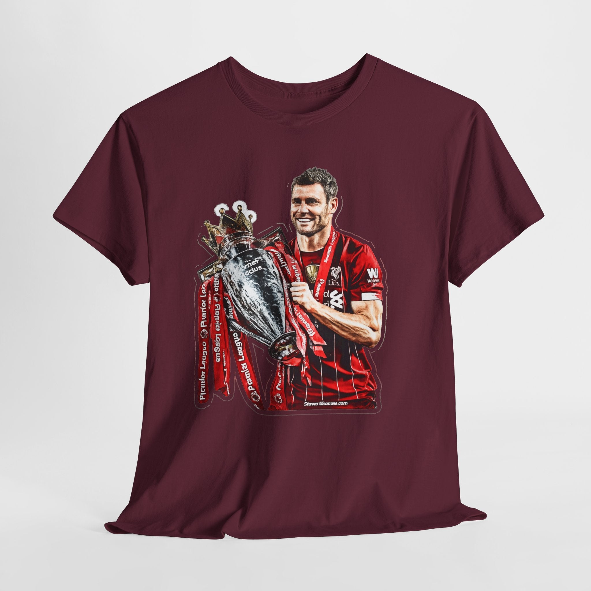 James Milner Liverpool Premier League Champion Trophy T-Shirt — Player Holding Premier Trophy
