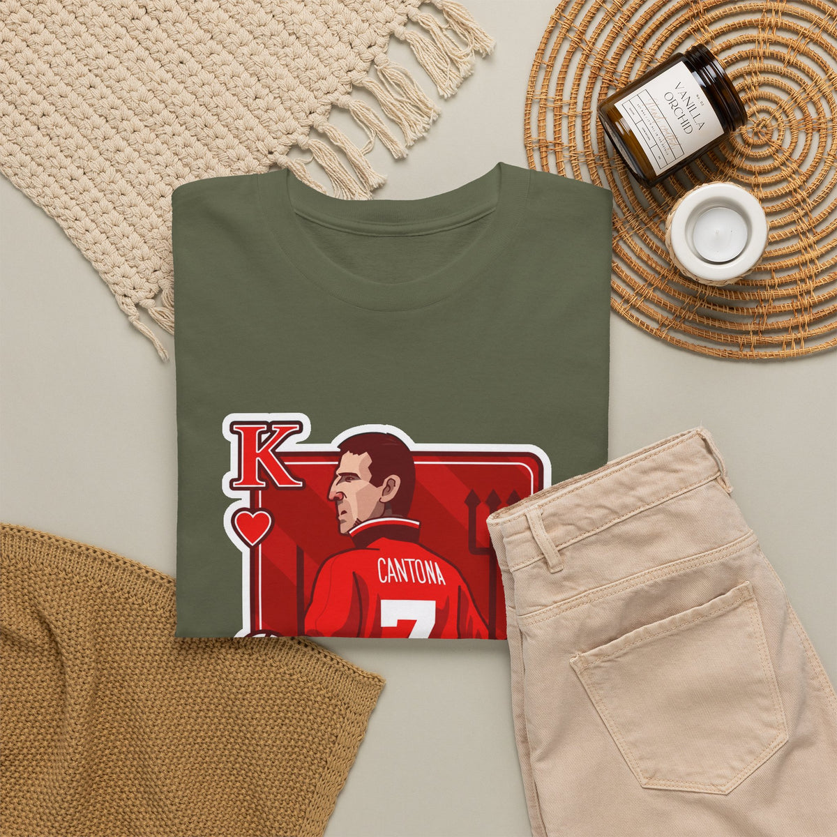 Cantona Playing Card Cotton T-Shirt / Tee — Number 7 Custom Jersey Design