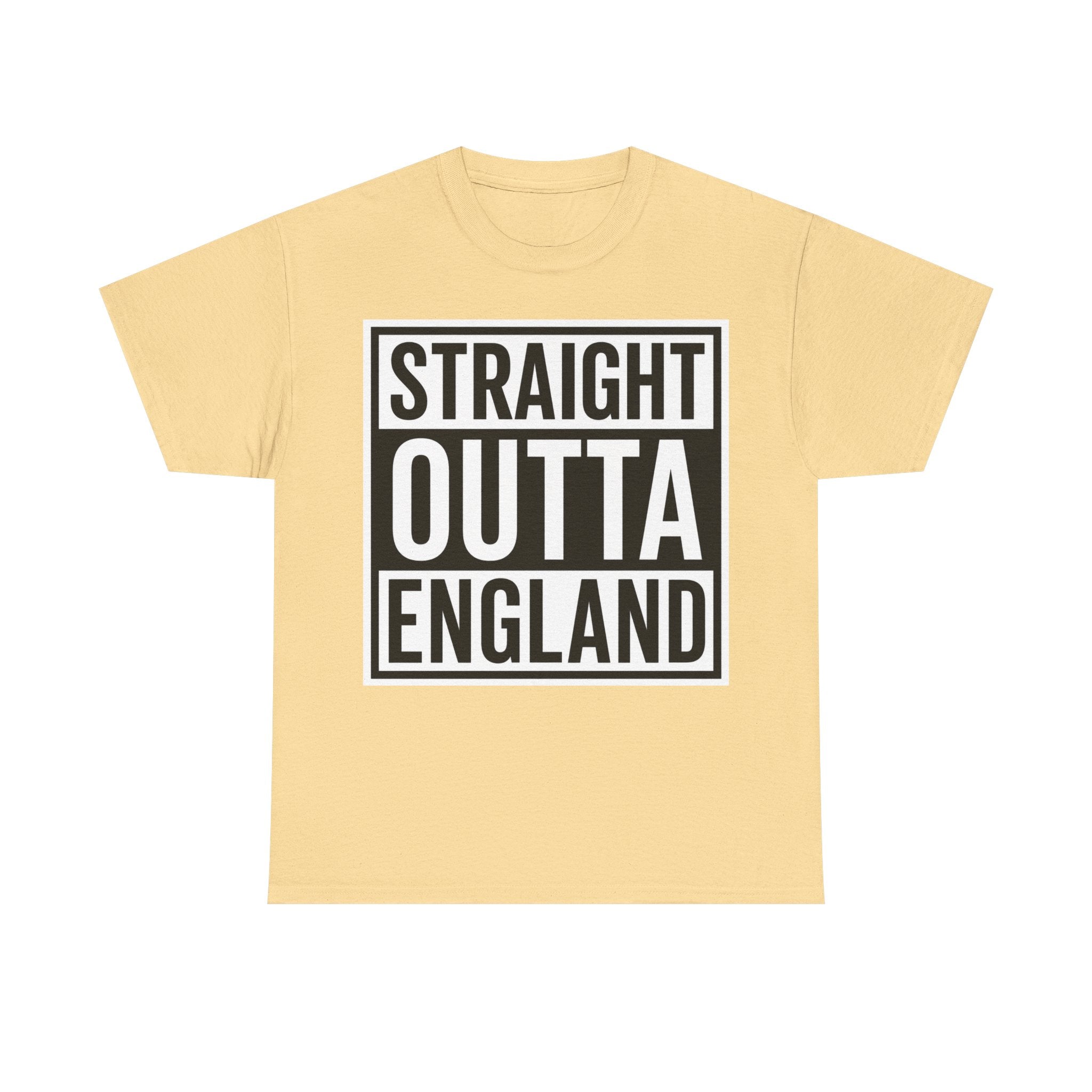 Straight Outta England T-Shirt — Bold Black Typography Tee for Brits & Expats