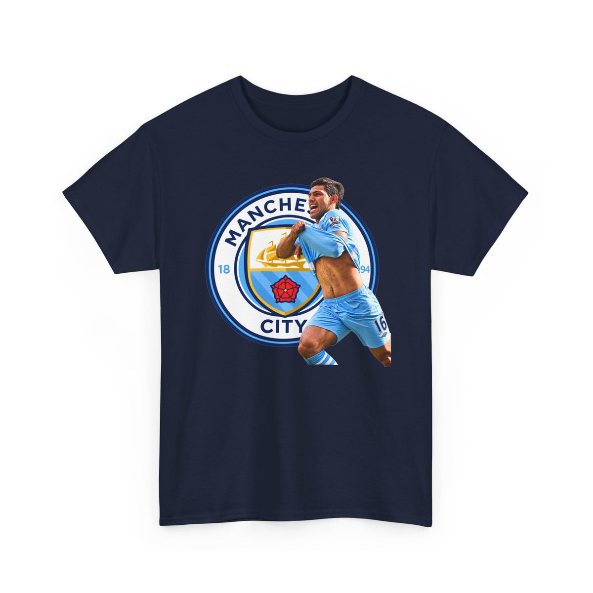 Sergio Aguero Manchester City Legend Soccer Tee — Player Celebration Graphic T-Shirt