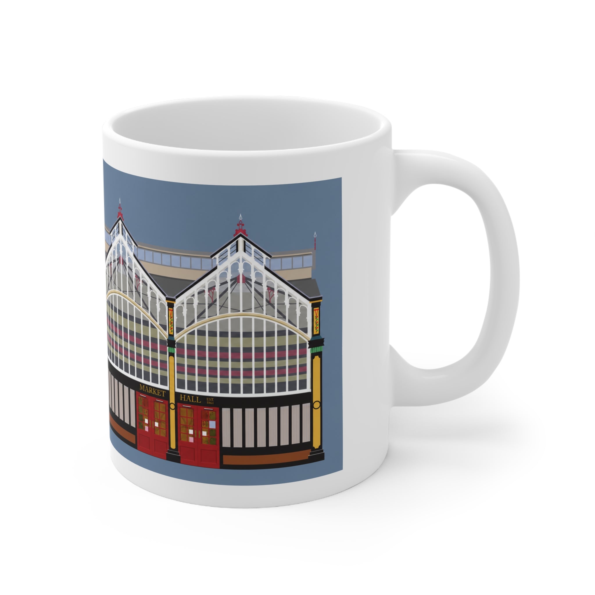 Stockport Market Hall Landmark Mug — Ceramic Coffee Cup 11oz/15oz