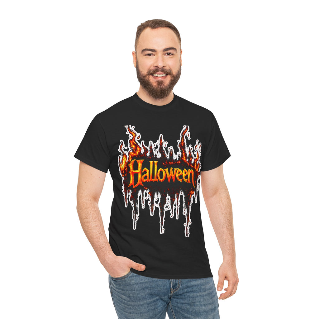 Halloween Fire and Ice Graphic Cotton T-Shirt