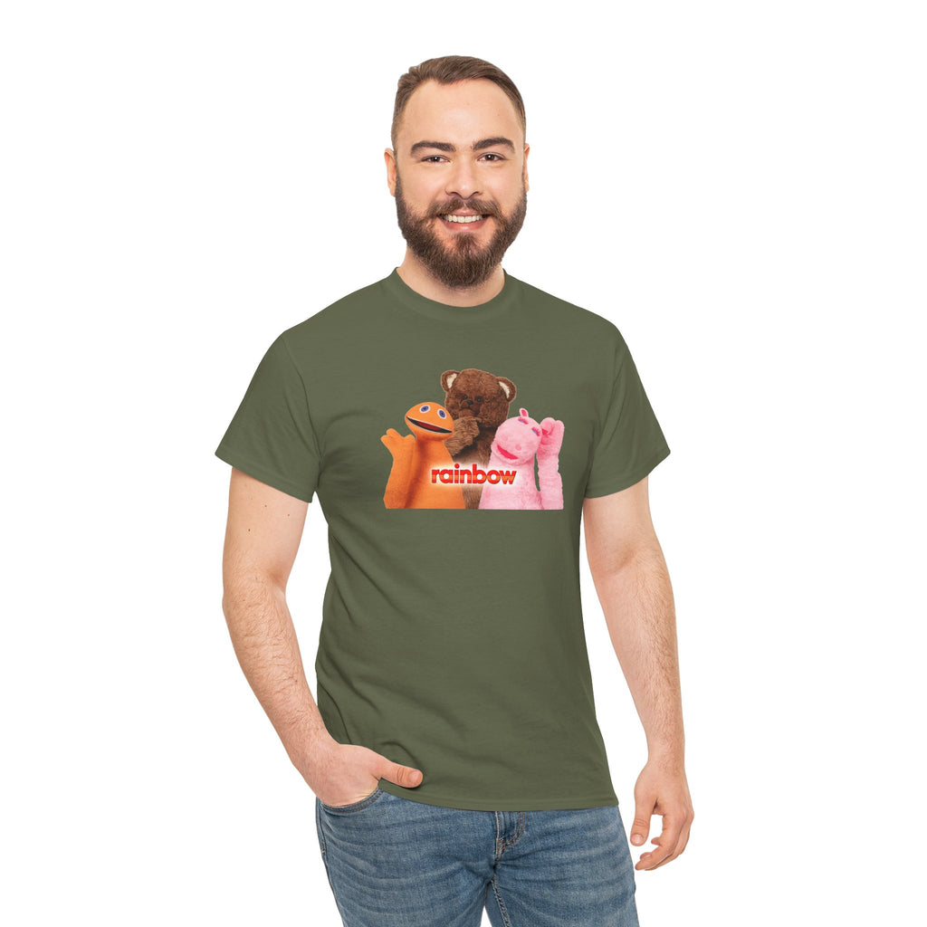 Rainbow Kids TV Zippy, George and Bungle Puppets T-Shirt — Cute Teddy & Hand Puppets Graphic Tee