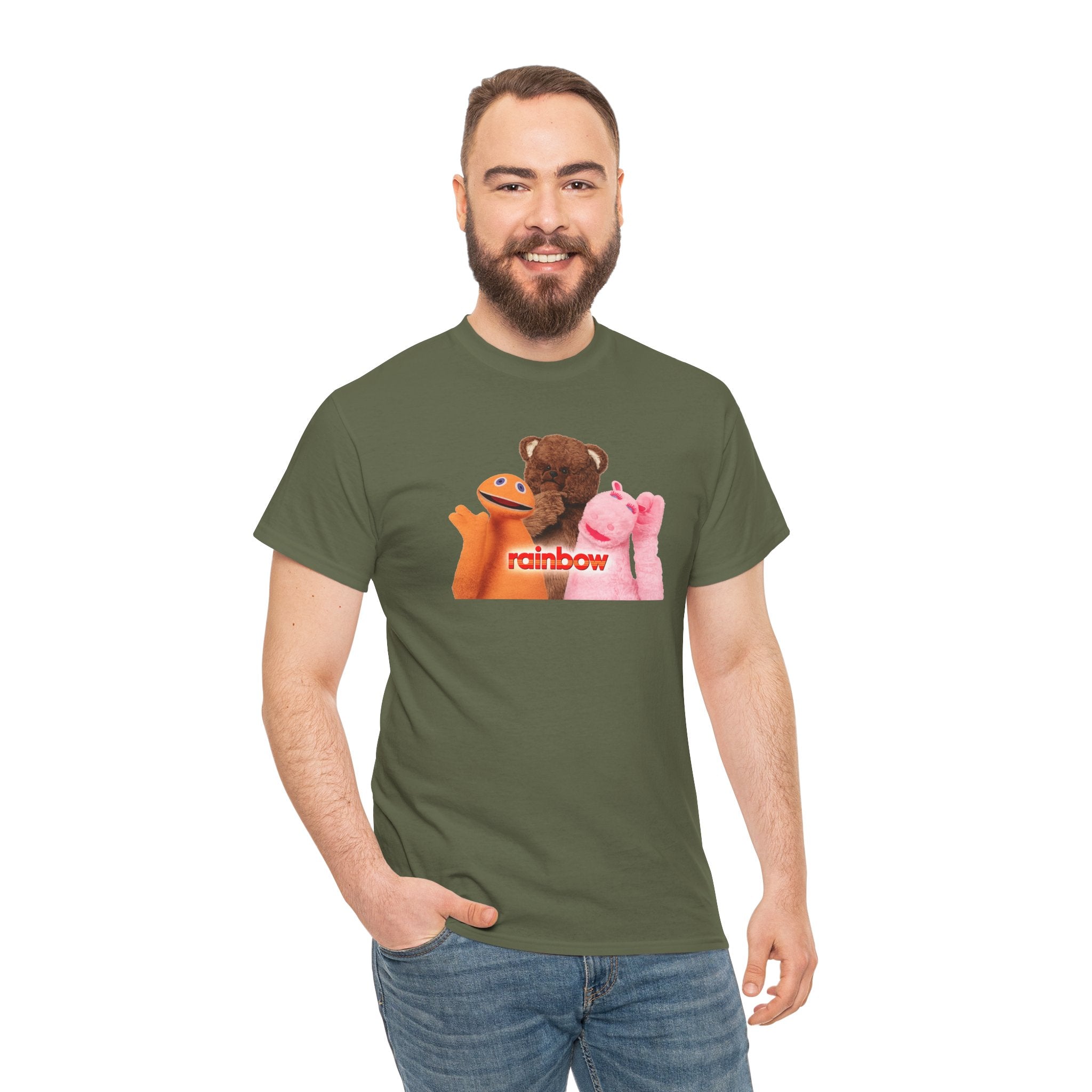 Rainbow Kids TV Zippy, George and Bungle Puppets T-Shirt — Cute Teddy & Hand Puppets Graphic Tee