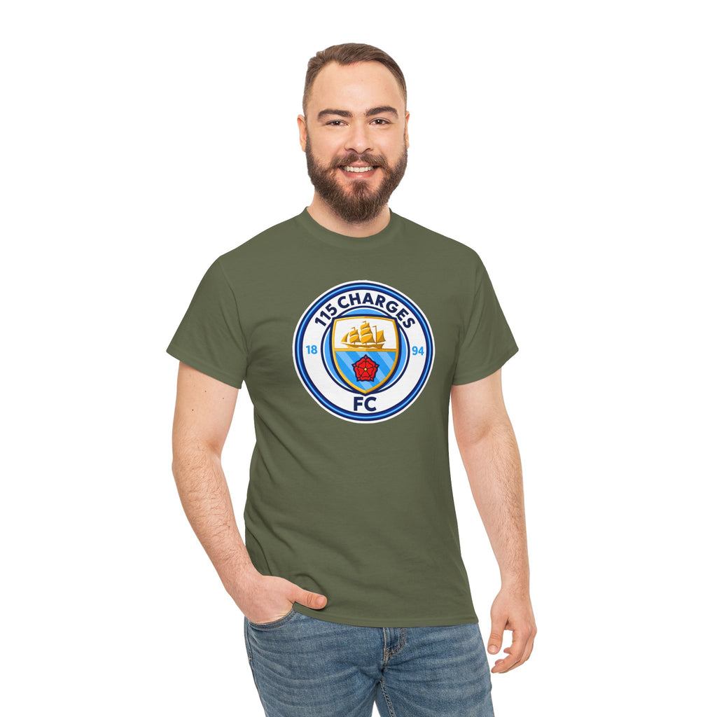 115 Charges FC Crest Cotton Tee — Vintage Blue Club Logo T-Shirt