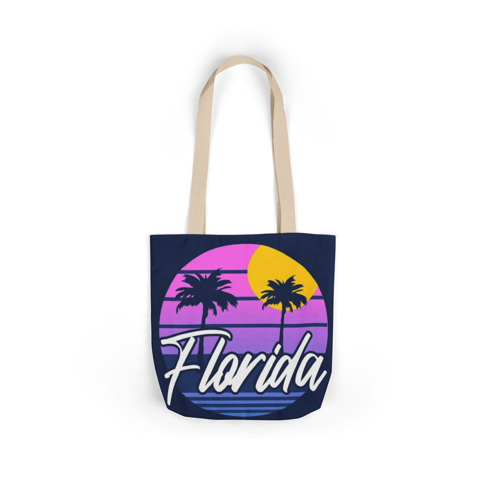 Florida Sunset Palm Tote Bag — Retro Beach Canvas Tote
