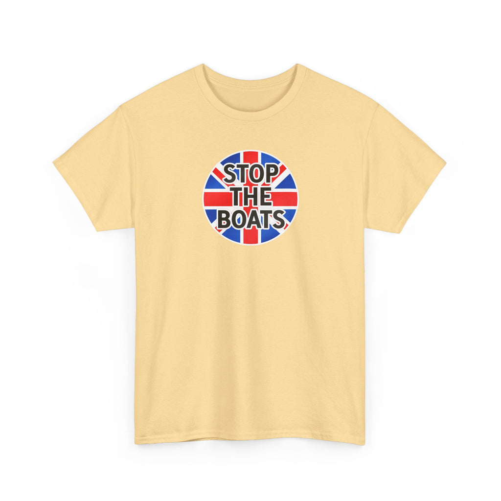 Stop The Boats Union Jack Protest Cotton T-Shirt / Tee