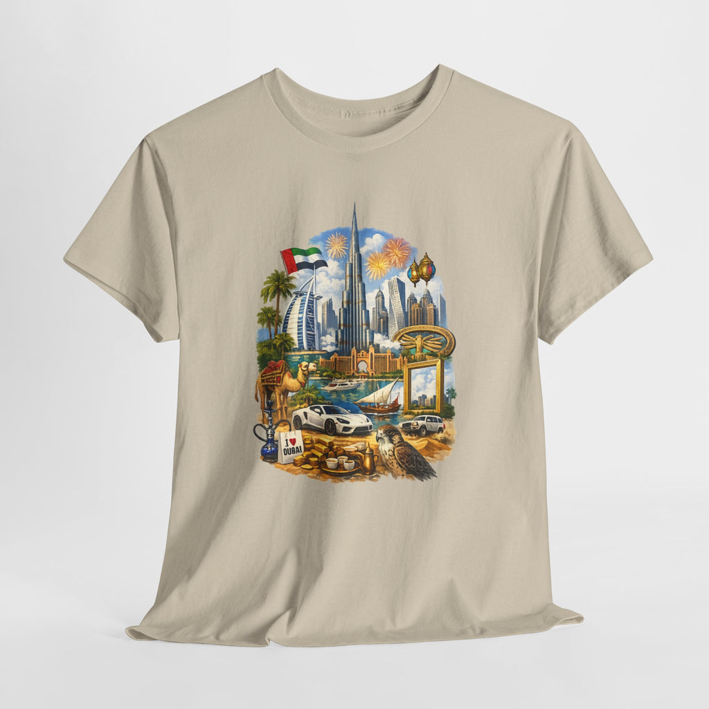 Dubai Skyline Beach Vacation T-Shirt – Retro Travel Collage Tee