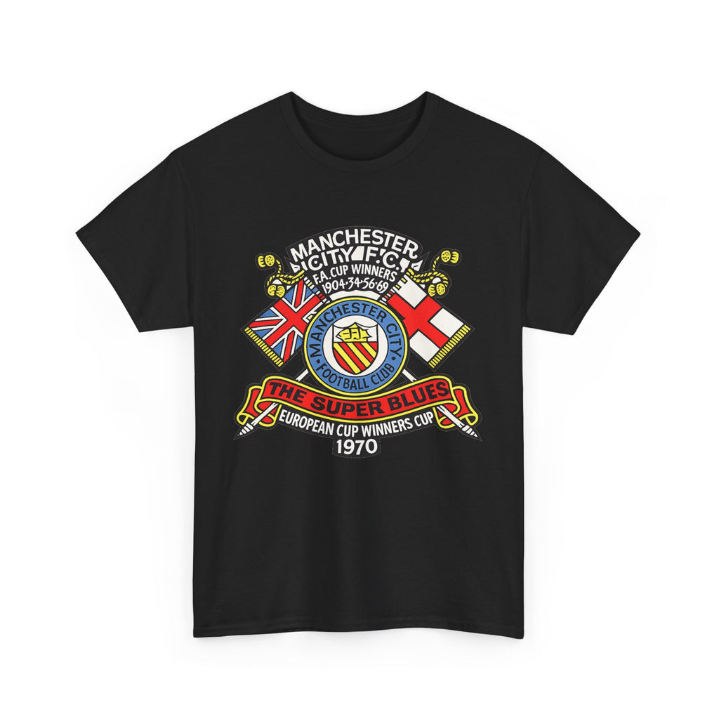 Manchester City Vintage Crest Tee — 'The Super Blues' 1970 European Cup Winners