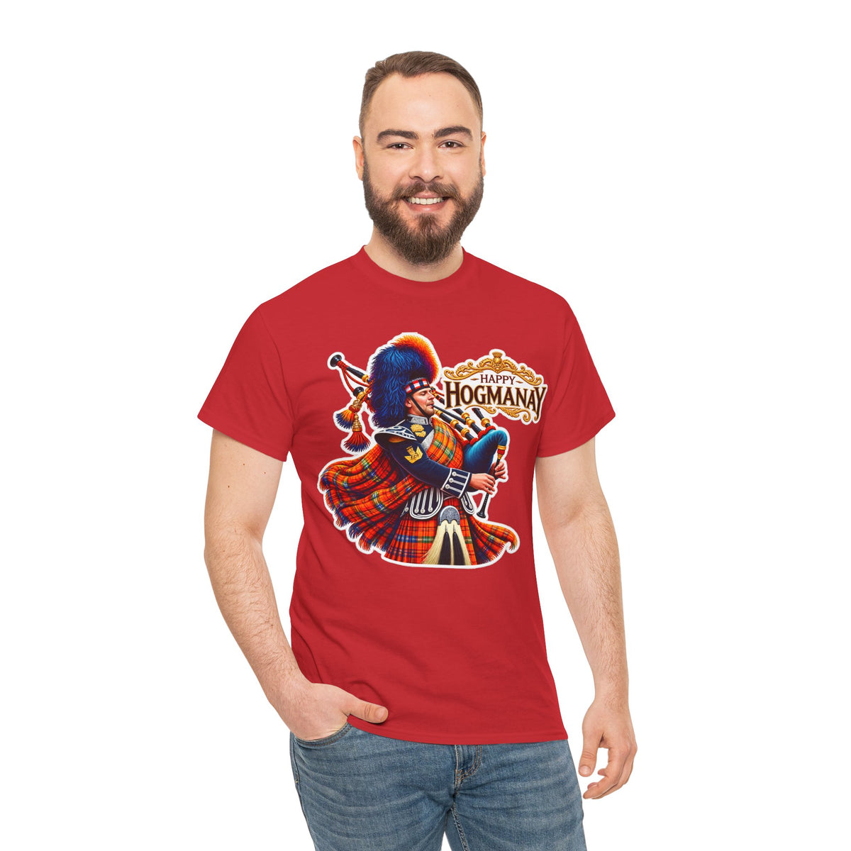 Hogmanay Bagpiper T‑Shirt — Happy Hogmanay Scottish New Year Tee