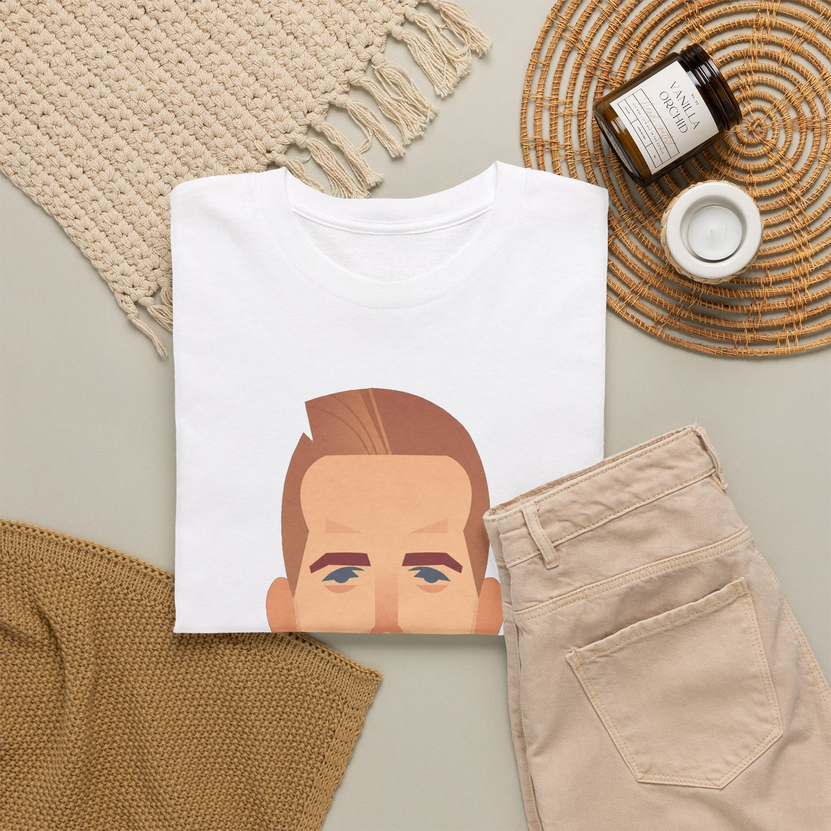 Harry Kane England Caricature Portrait Tee — Minimal Male Face Graphic Cotton T-Shirt