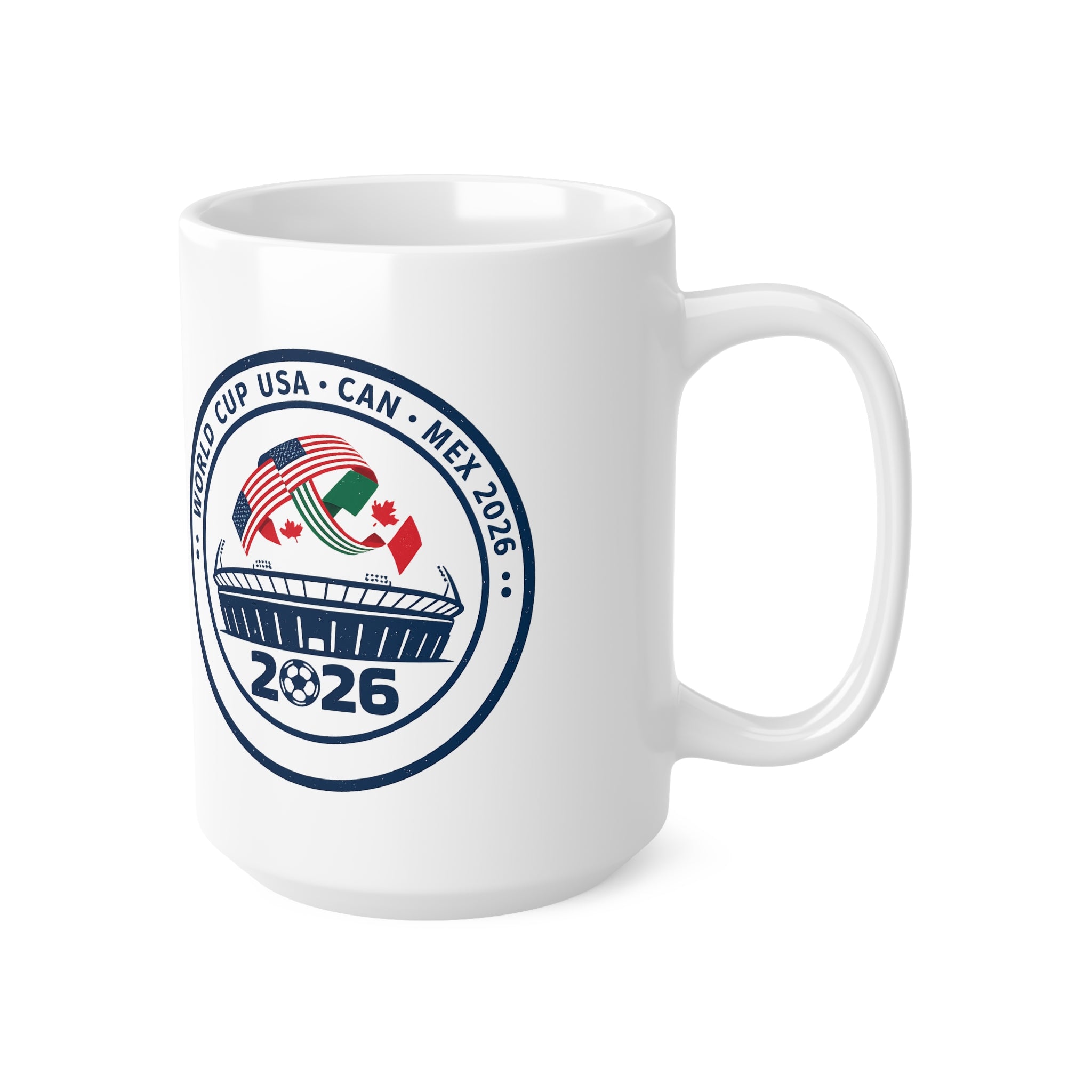 World Cup 2026 Ceramic Mug — USA • CAN • MEX Stadium Emblem (11oz & 15oz)