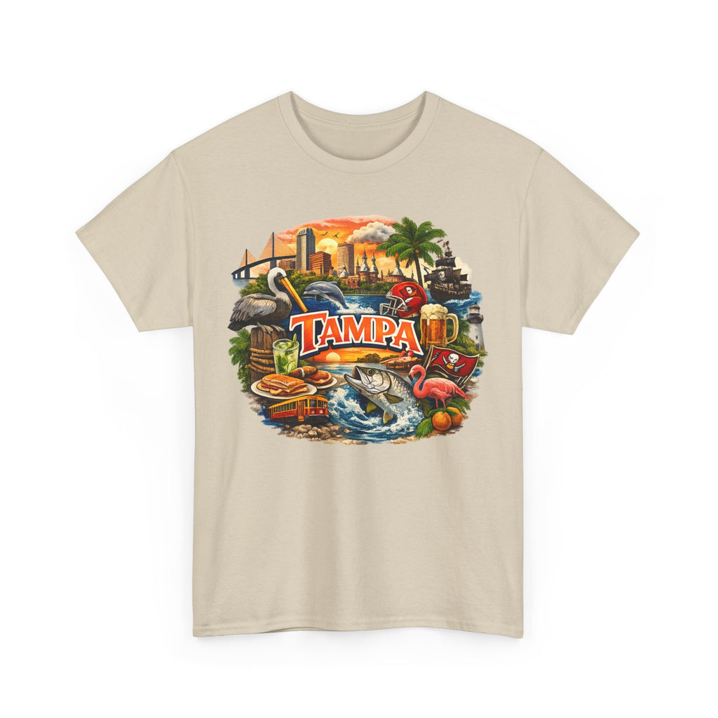 Tampa Florida Retro Scenic Tee — Vintage Beach, Skyline & Wildlife Graphic