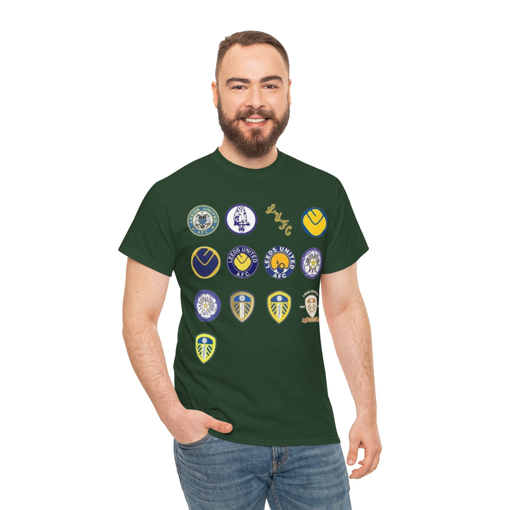 Leeds United Retro Crest Cotton T-Shirt — Vintage Football Club Emblem Tee