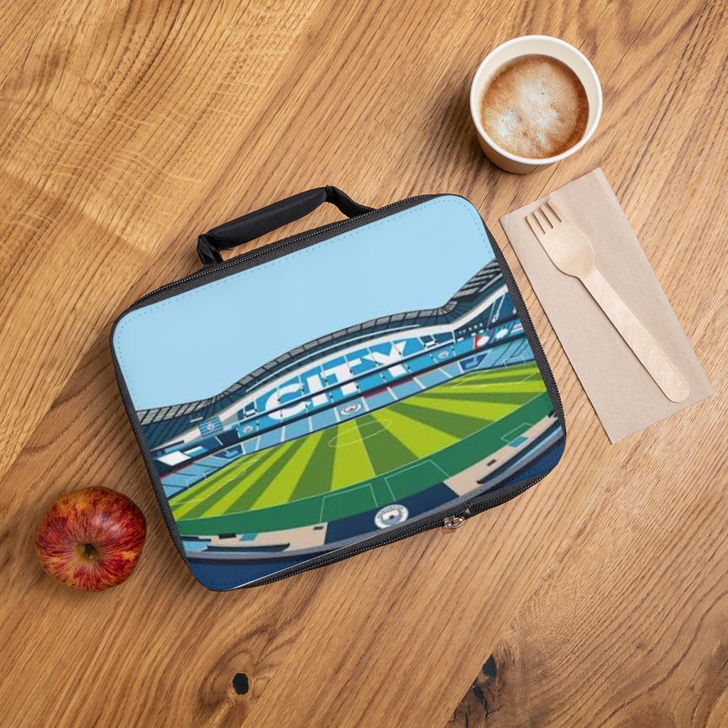 Manchester City Etihad Stadium View Lunch Bag — 'CITY' Football Field Design