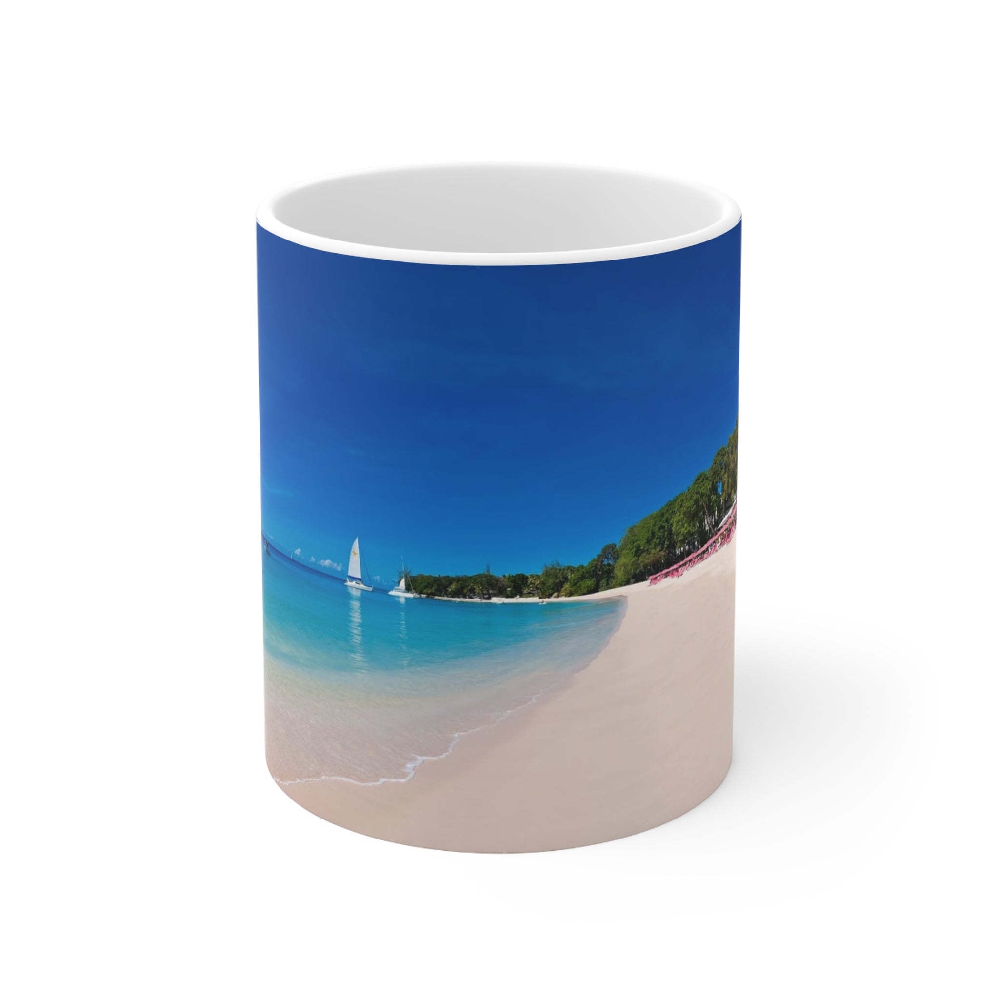 Caribbean Beach Ceramic Coffee Cups, 11oz, 15oz