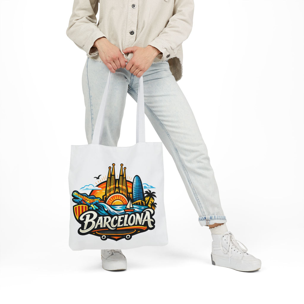 Barcelona Skyline Canvas Tote Bag — Colorful Travel Souvenir Tote