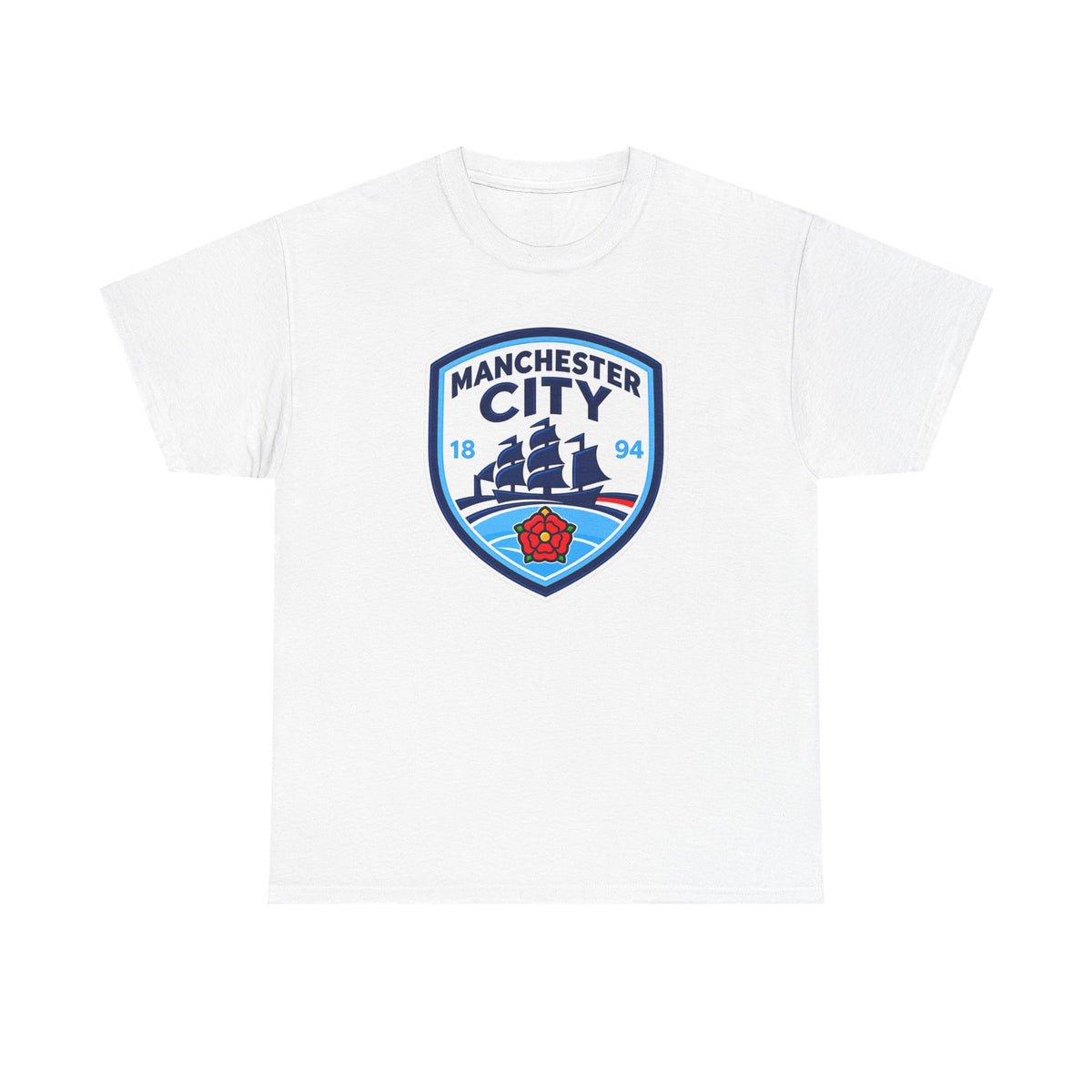 Manchester City Inspired Crest Cotton T-Shirt