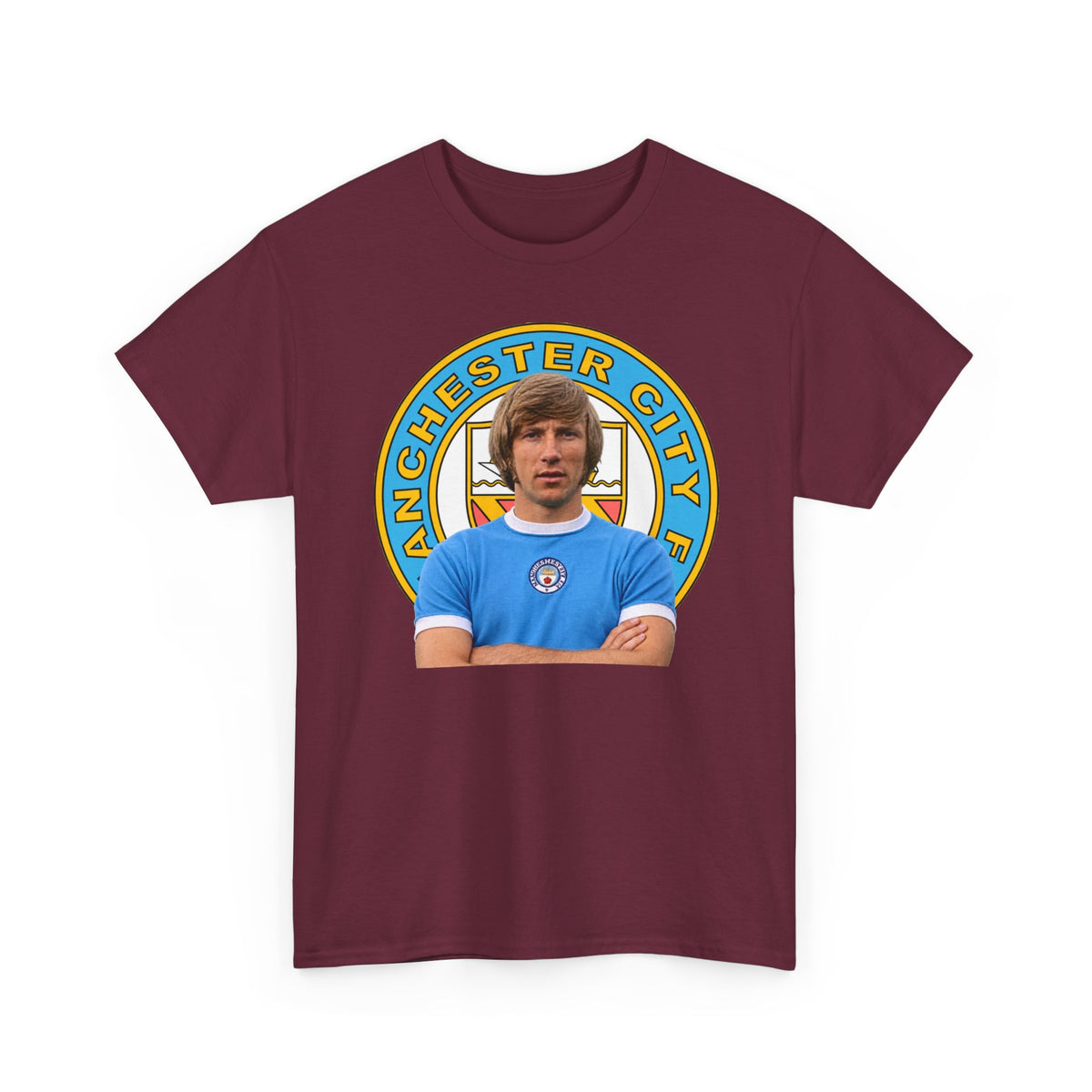 Colin Bell Manchester City Legend Cotton Tee — Retro Player Graphic