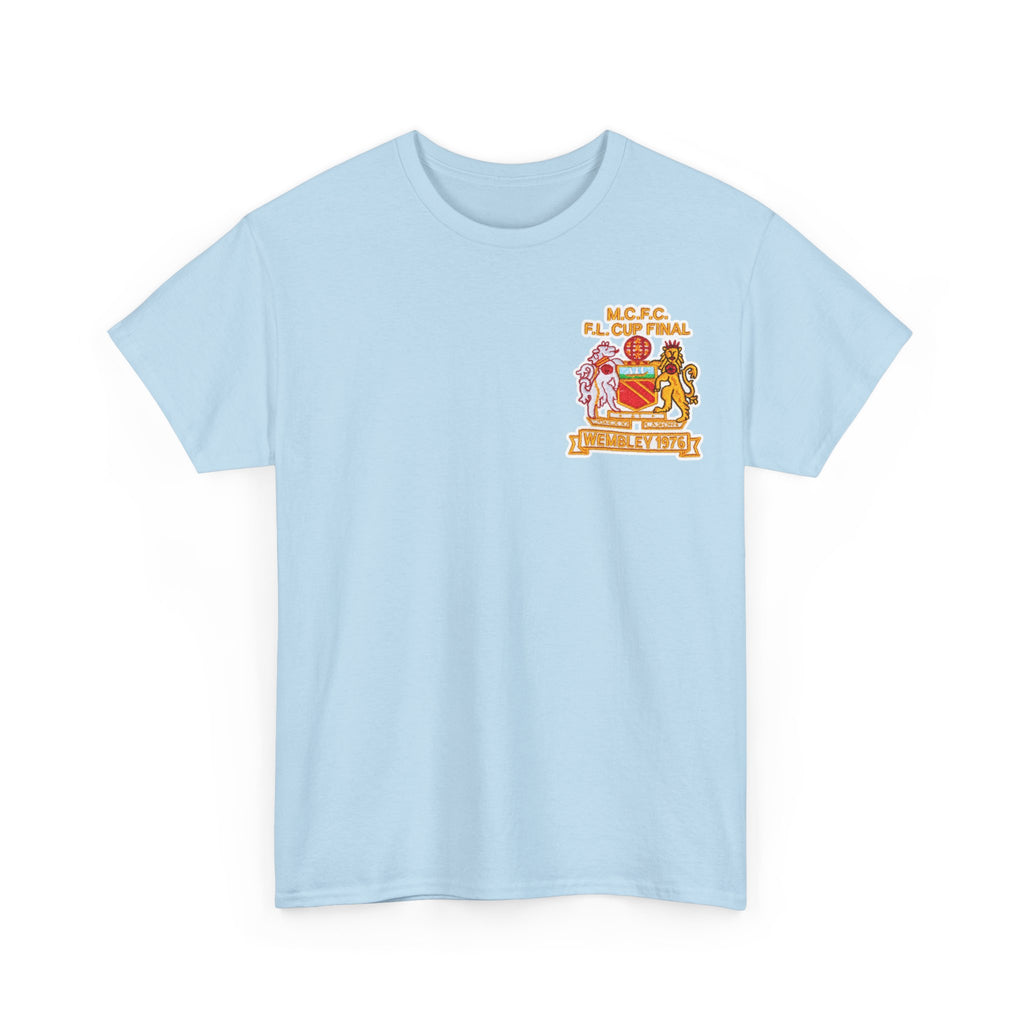 Manchester City 1976 League Cup Final Crest Cotton T‑Shirt — Vintage Football Fan Tee