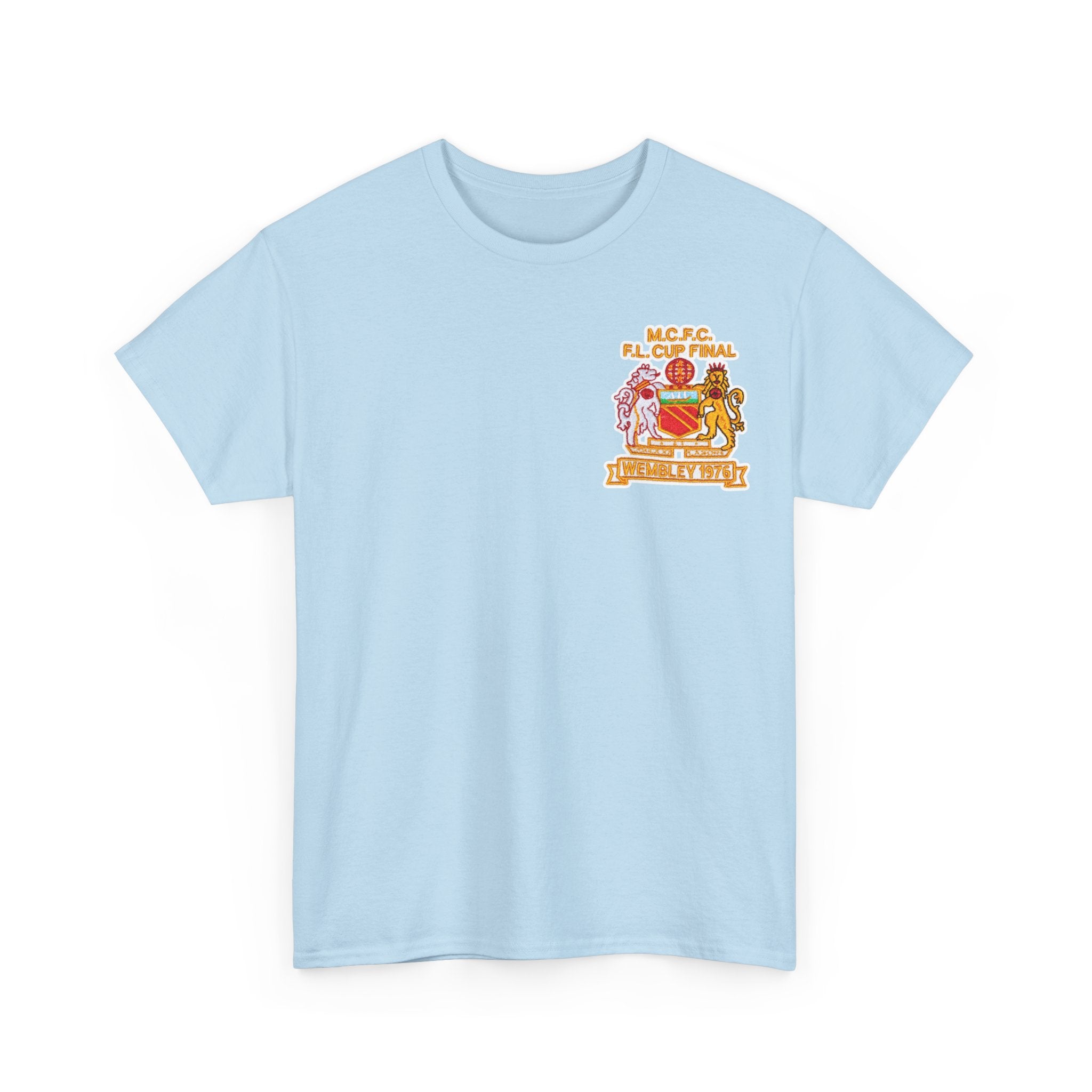 Manchester City 1976 League Cup Final Crest Cotton T‑Shirt — Vintage Football Fan Tee