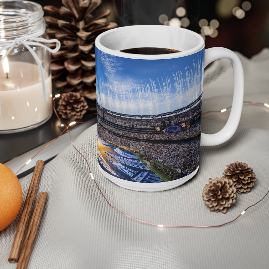 World Cup Final 2026 Stadium Celebration Ceramic Coffee Mug — Panoramic Crowd & Fireworks 11oz/15oz