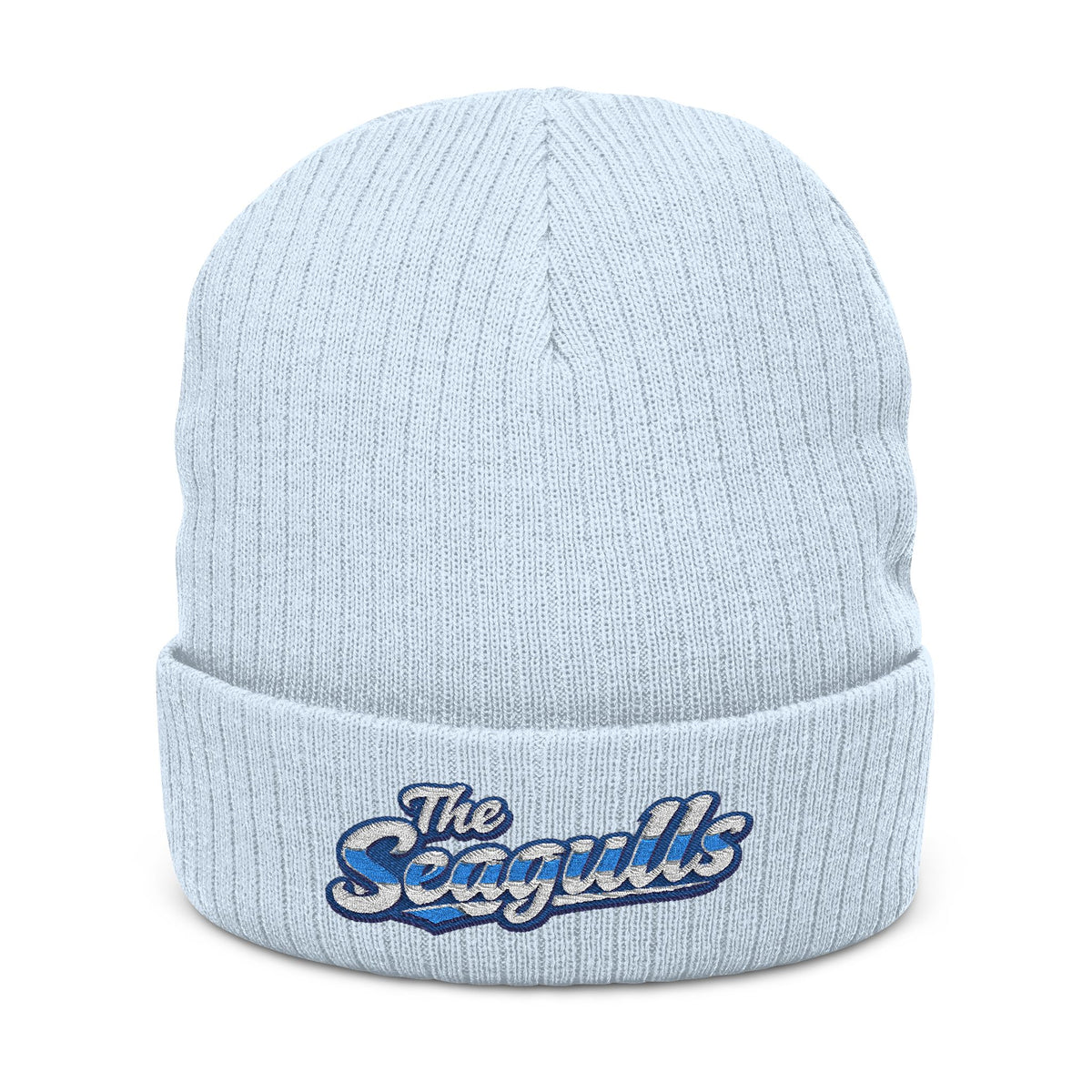 The Seagulls Ribbed Embroidered Knit Beanie — Cozy Ocean Vibe Winter Hat