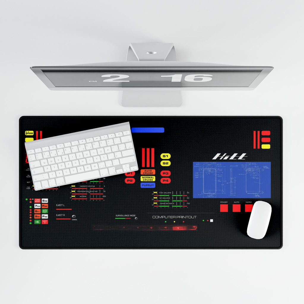 Knight Rider Kitt Dashboard Futuristic Control Panel Desk Mat – Retro HUD Gaming/Workstation Pad
