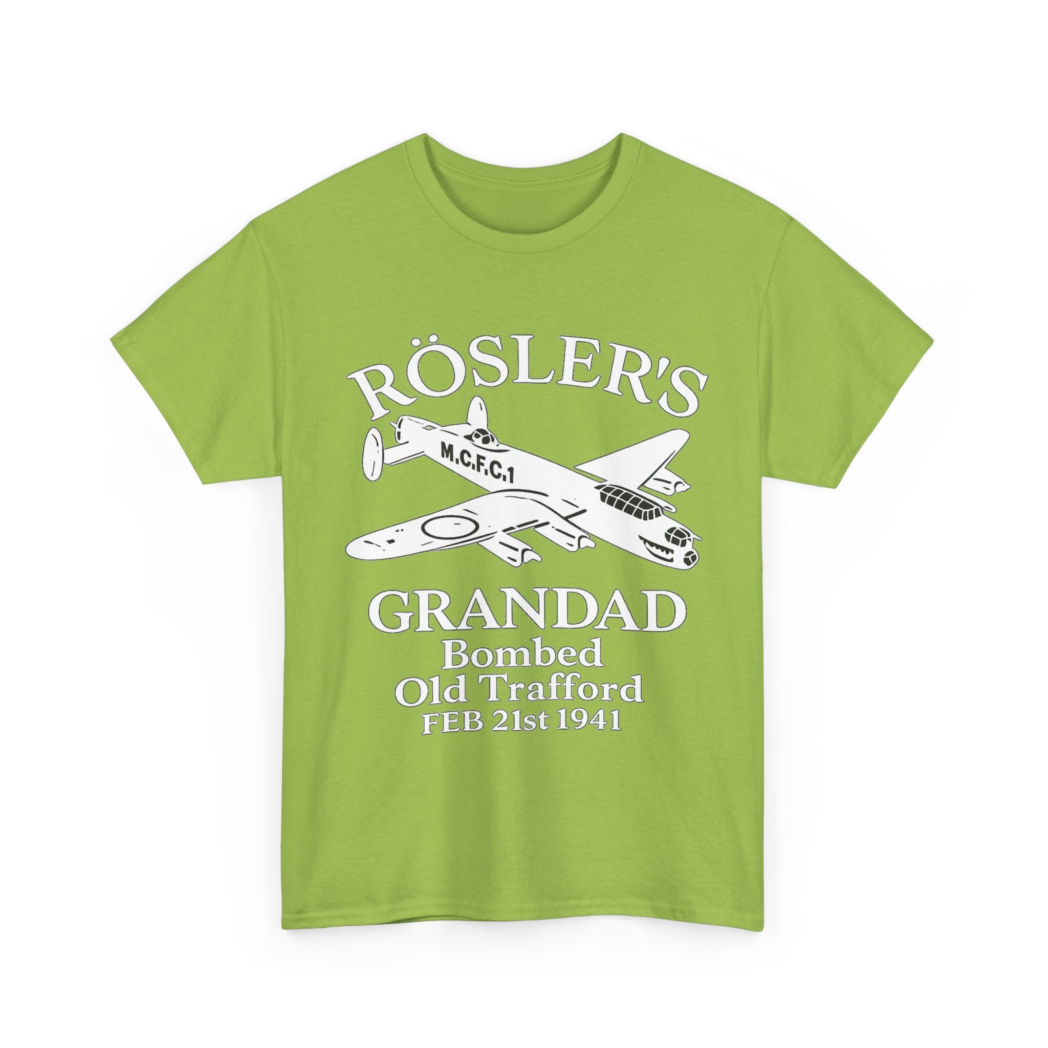 Rösler's Grandad Bombed Old Trafford Tee — WWII Tribute Military Plane Shirt (Feb 21, 1941)