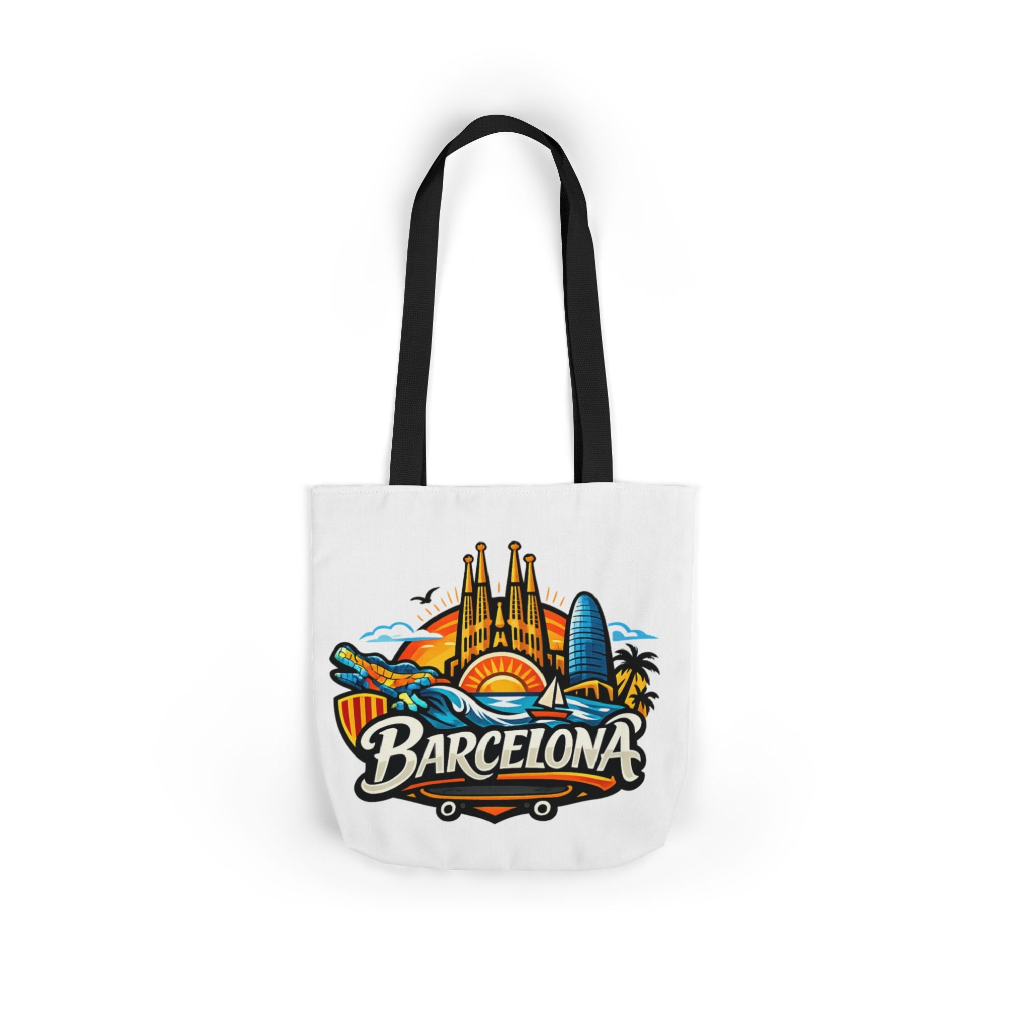 Barcelona Skyline Canvas Tote Bag — Colorful Travel Souvenir Tote