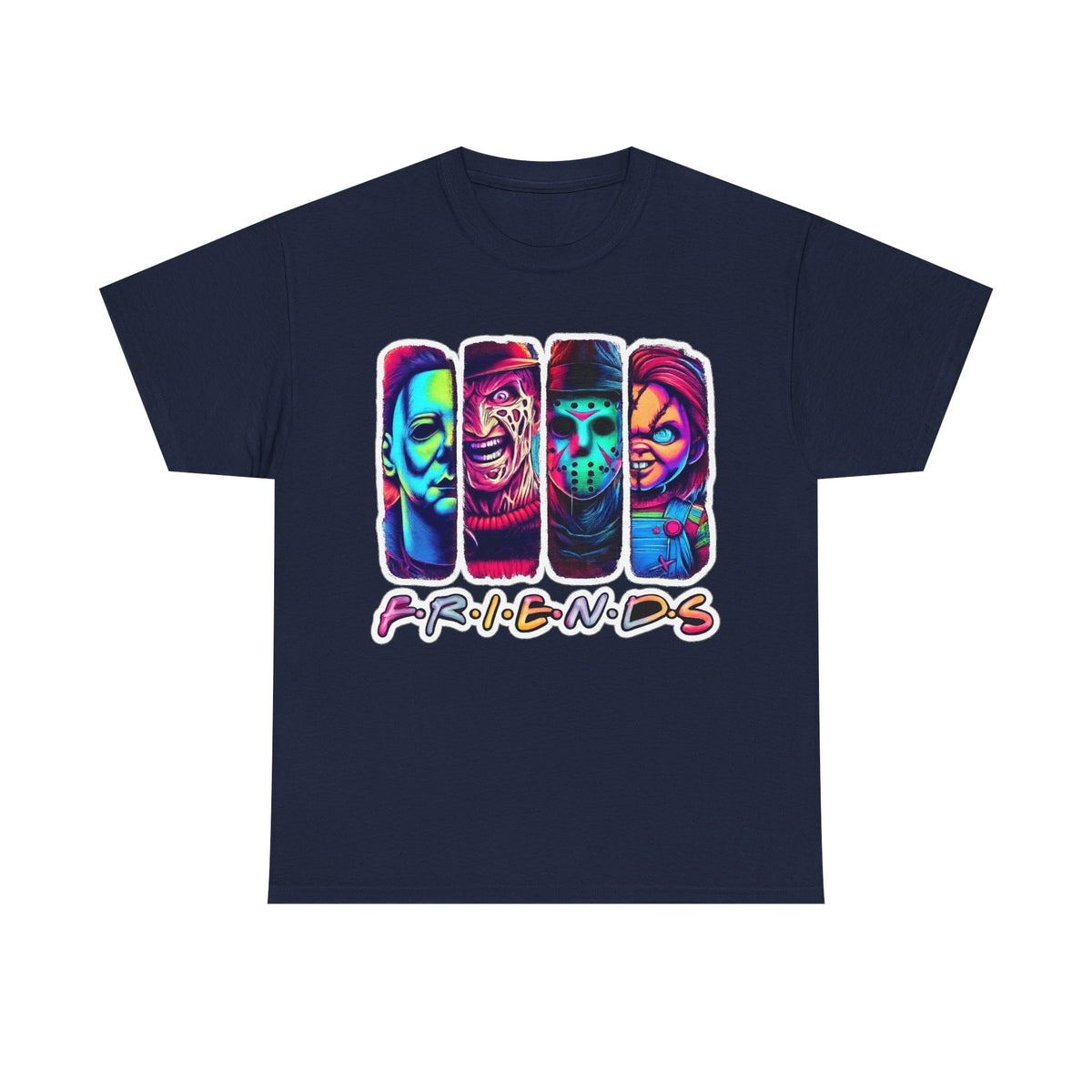 Halloween Horror Icons "Friends" T-Shirt — Neon Retro Slasher Tee