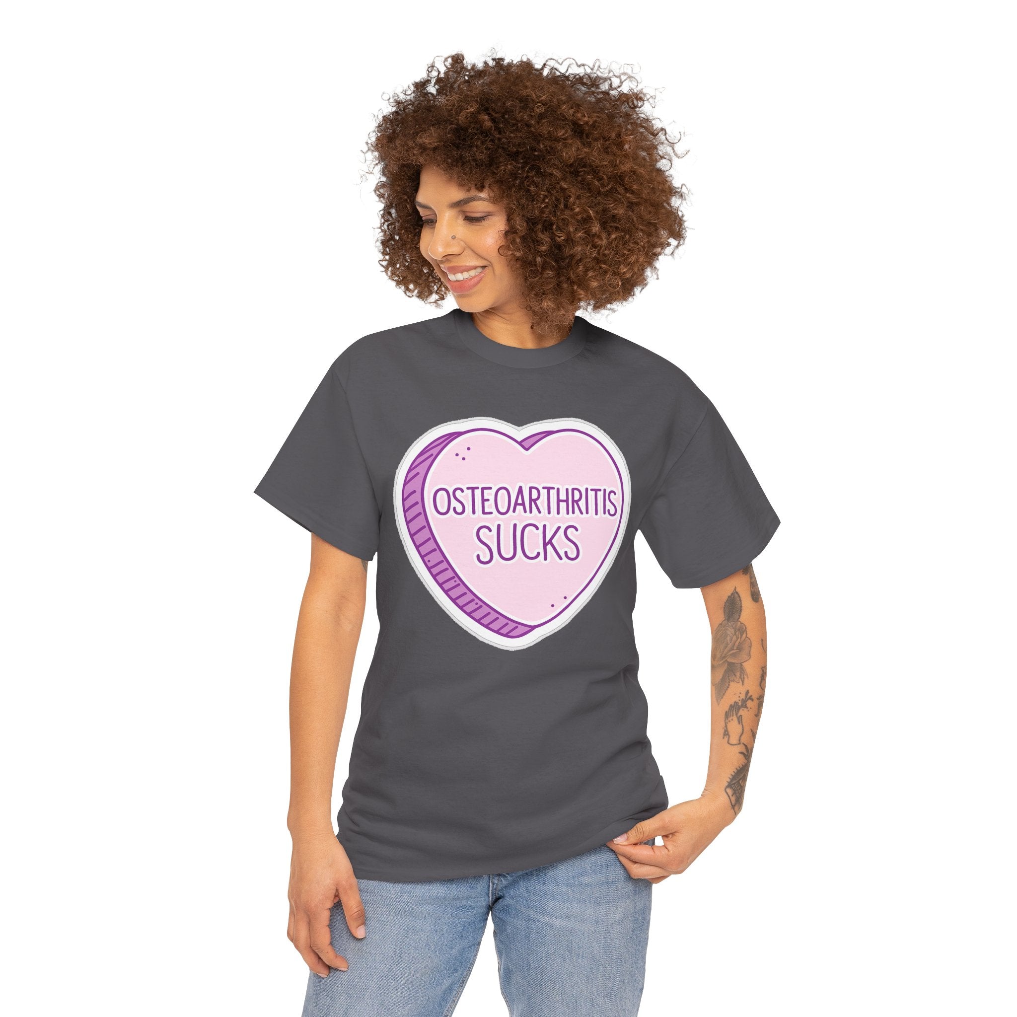 Osteoarthritis Sucks T-Shirt — Pink Heart Awareness Tee