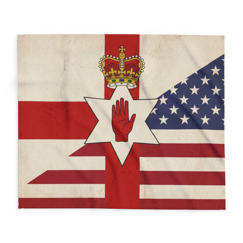 Northern Ireland & USA Flags Fleece Blanket — Vintage British/USA Ulster Flag Design