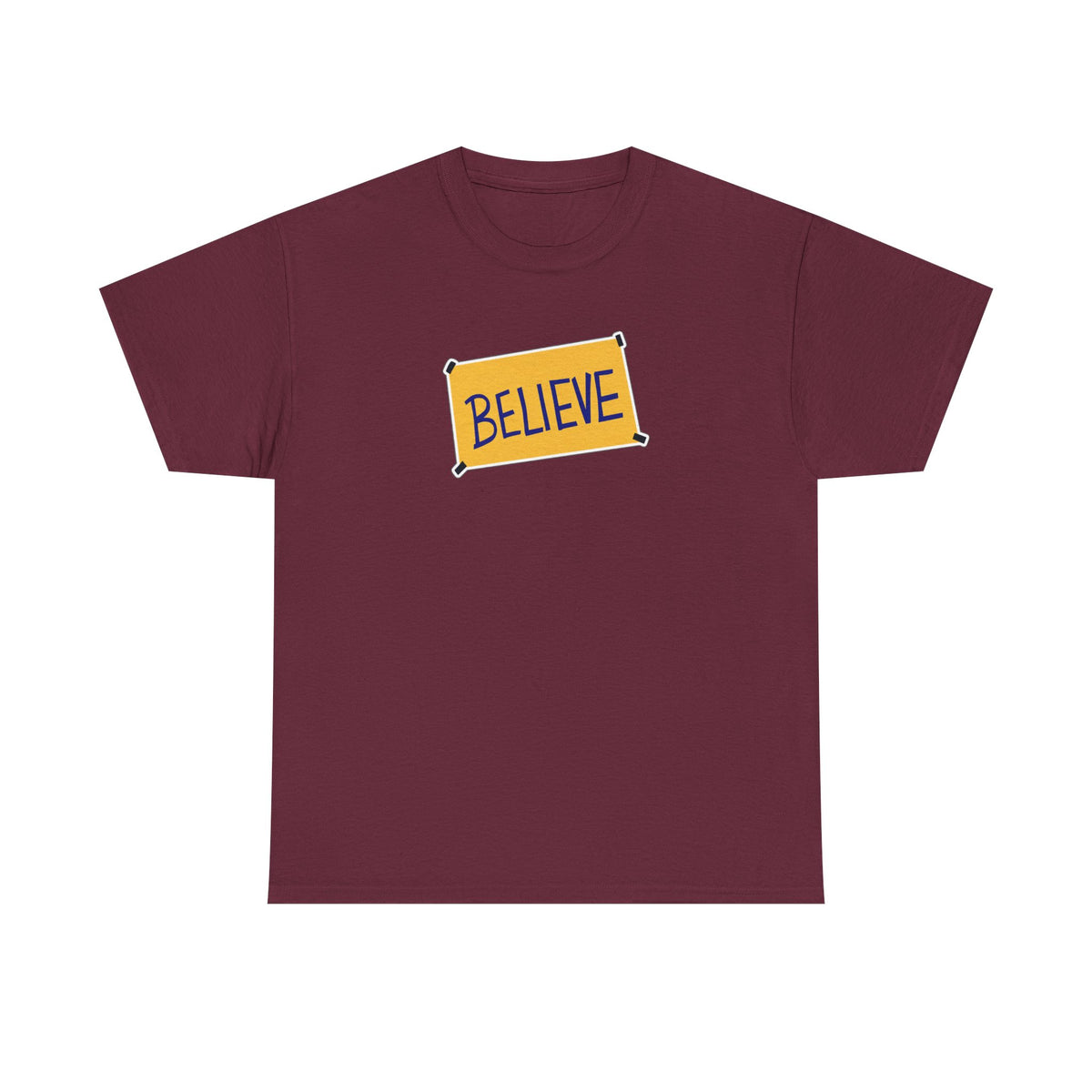Ted Lasso Inspired Believe Graphic Tee — Inspirational Yellow Patch T-Shirt