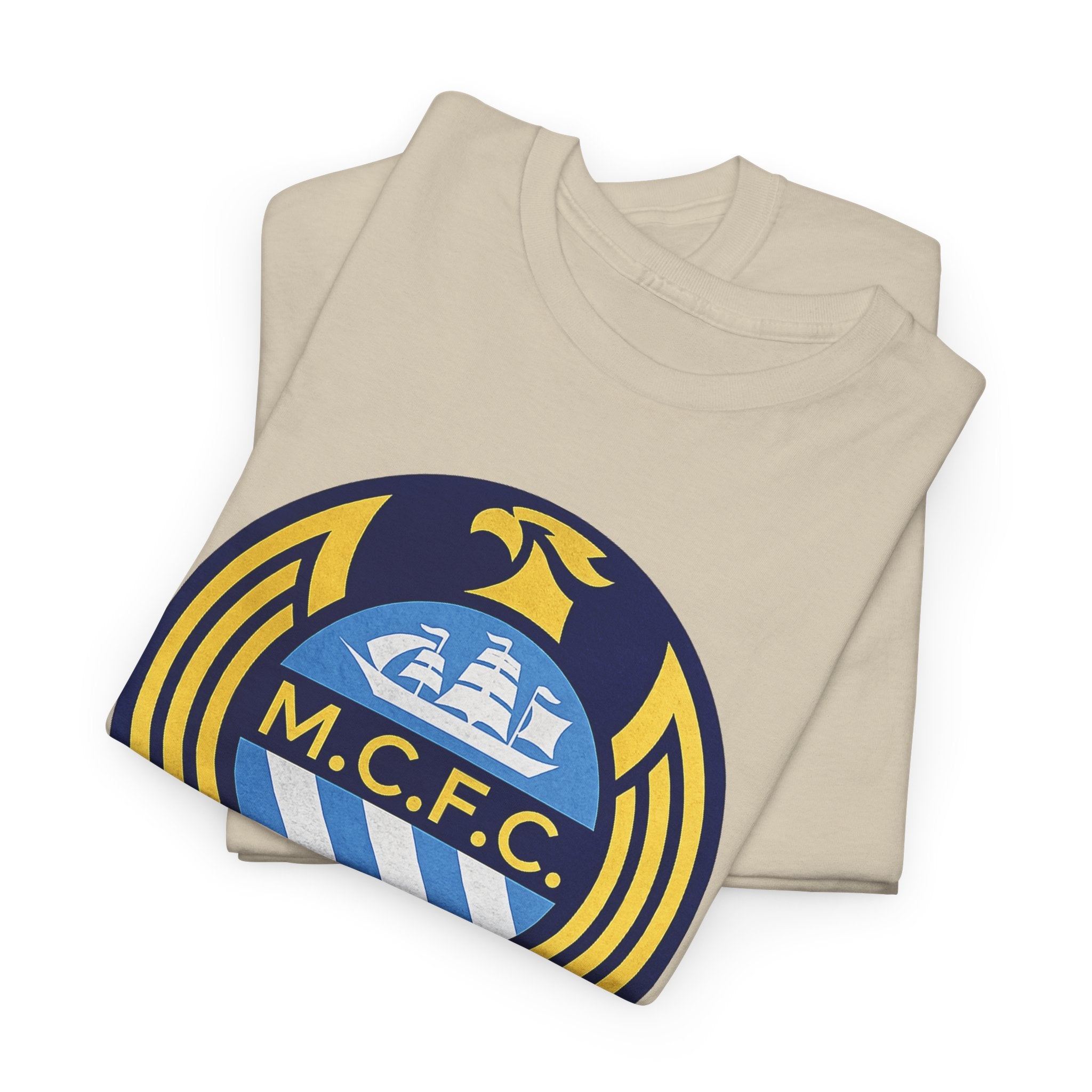 MCFC Crest T-Shirt — Vintage Blue & Gold Soccer Tee