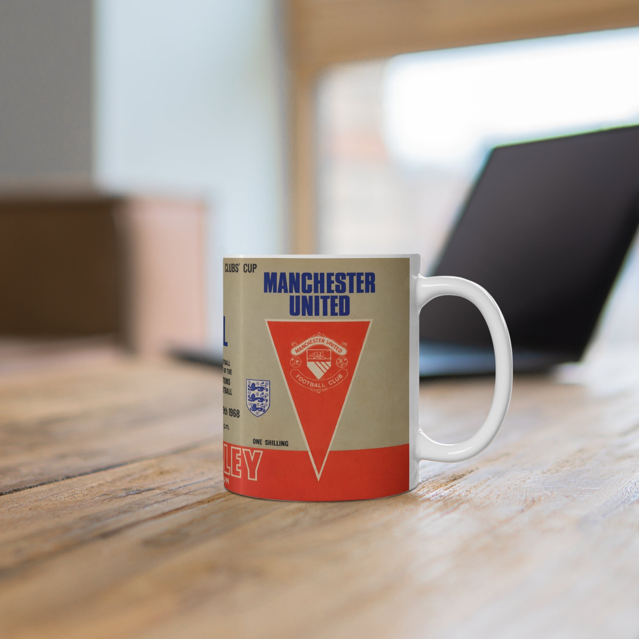 1968 European Cup Final Programme Cover Inspired Benfica vs Man Utd Vintage Coffee Football Mug