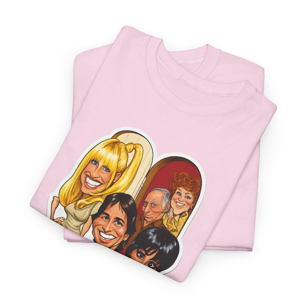 Three's Company Retro TV Tee — Vintage Sitcom Caricature T-Shirt