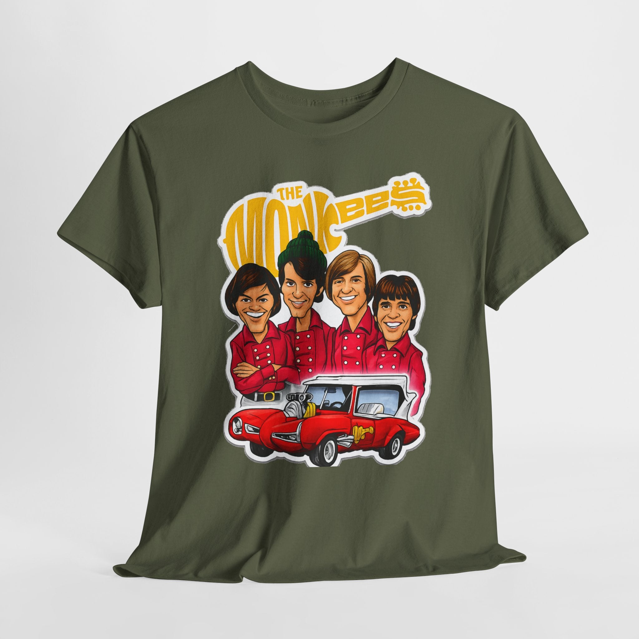 The Monkees Retro Band Tee — Colorful Car Cartoon Graphic