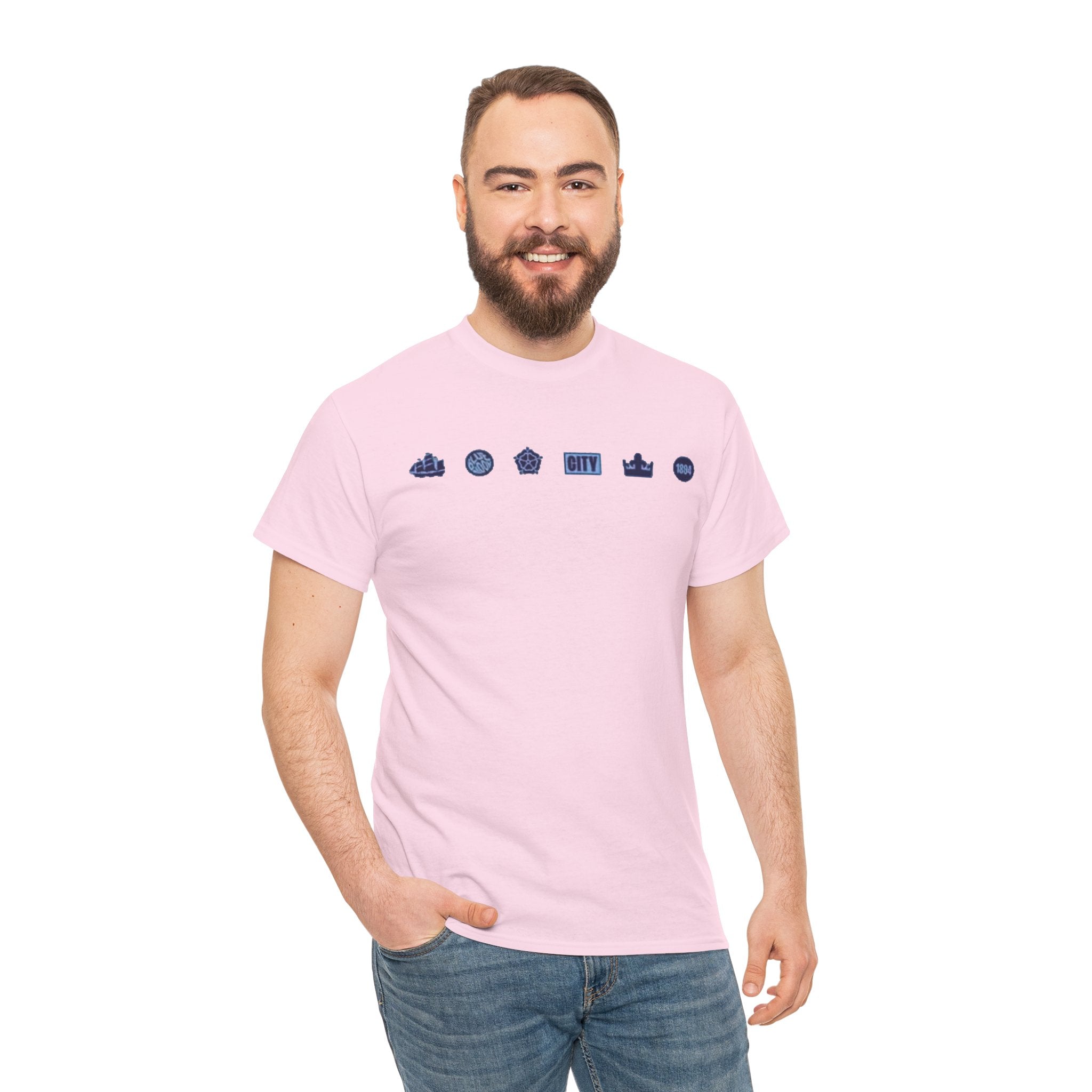 Manchester City Minimal City Icons Tee — Navy Skyline Icons Chest Print
