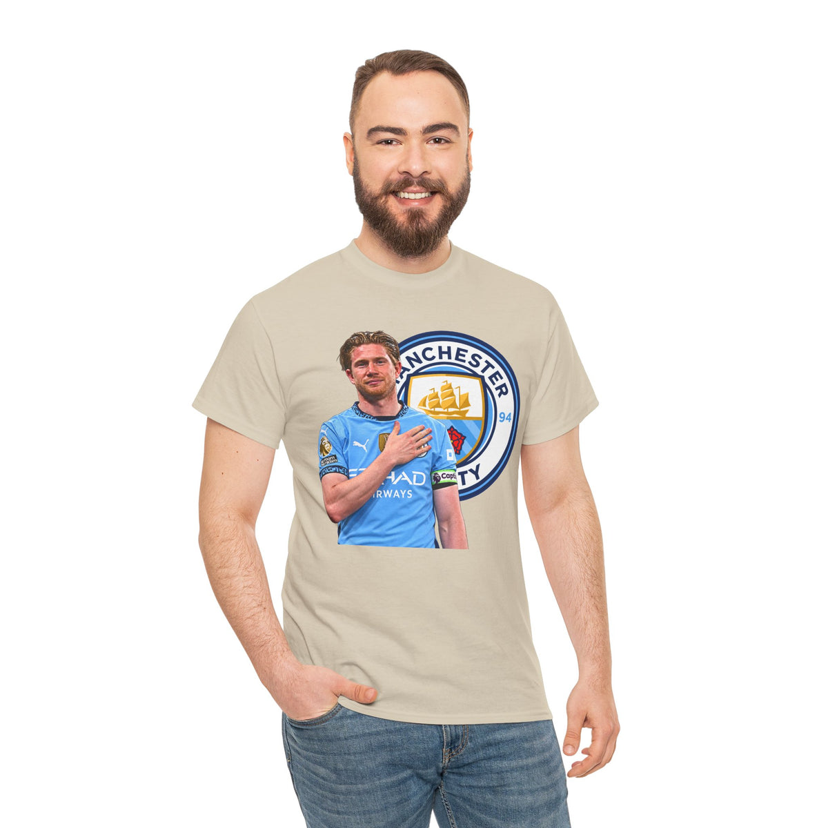 Kevin De Bruyne Manchester City Legend Cotton T-Shirt — Player Tribute Tee (Heart Badge Design)