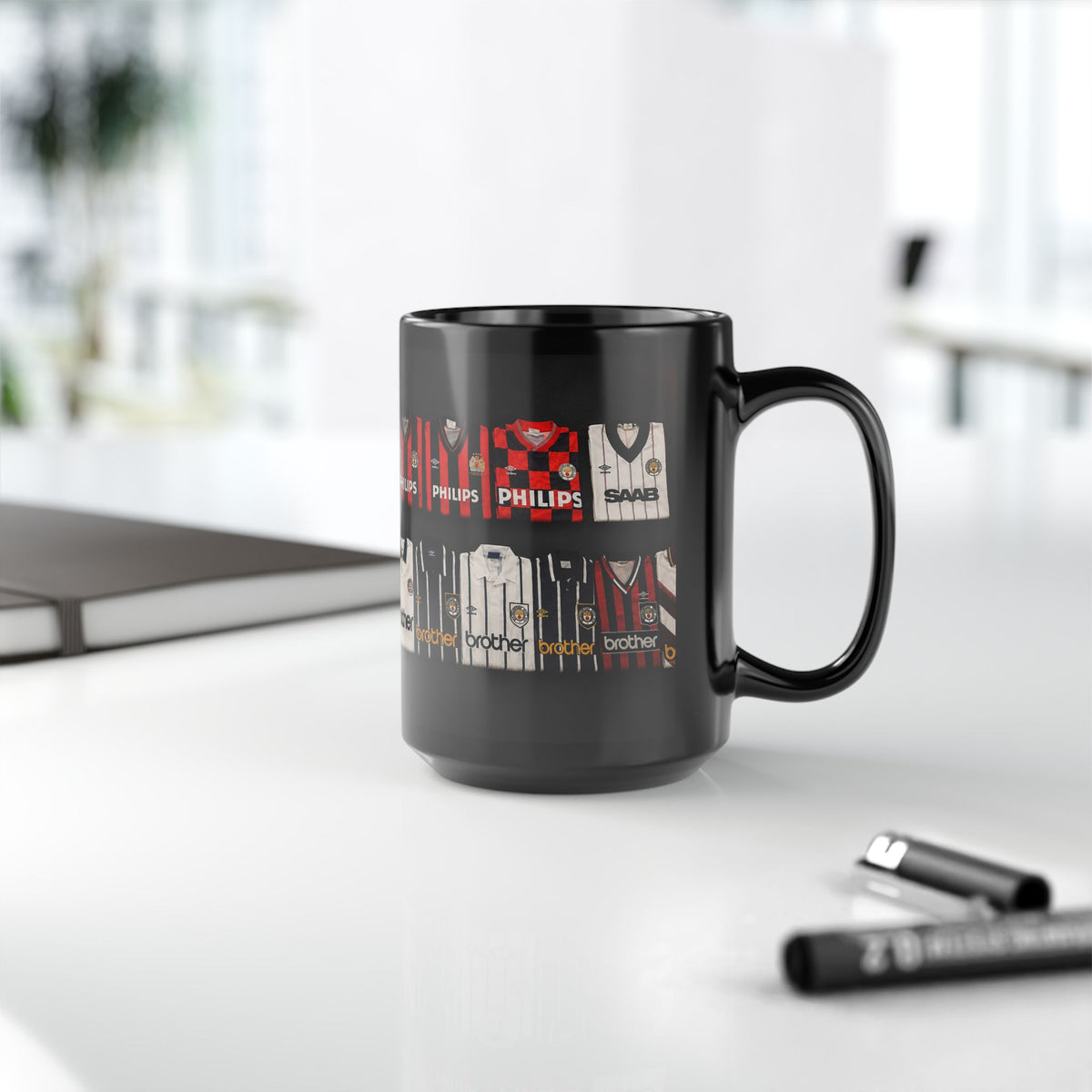 Manchester City Retro Away Football Kit Collage Mug — Vintage Soccer Jersey Coffee Cup (11oz/15oz)
