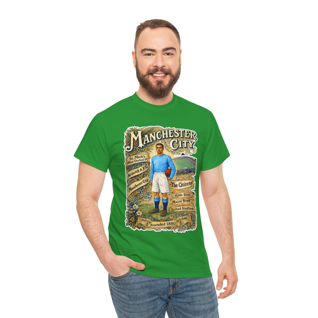 Manchester City Vintage Football Tee — Retro Soccer Graphic T-Shirt