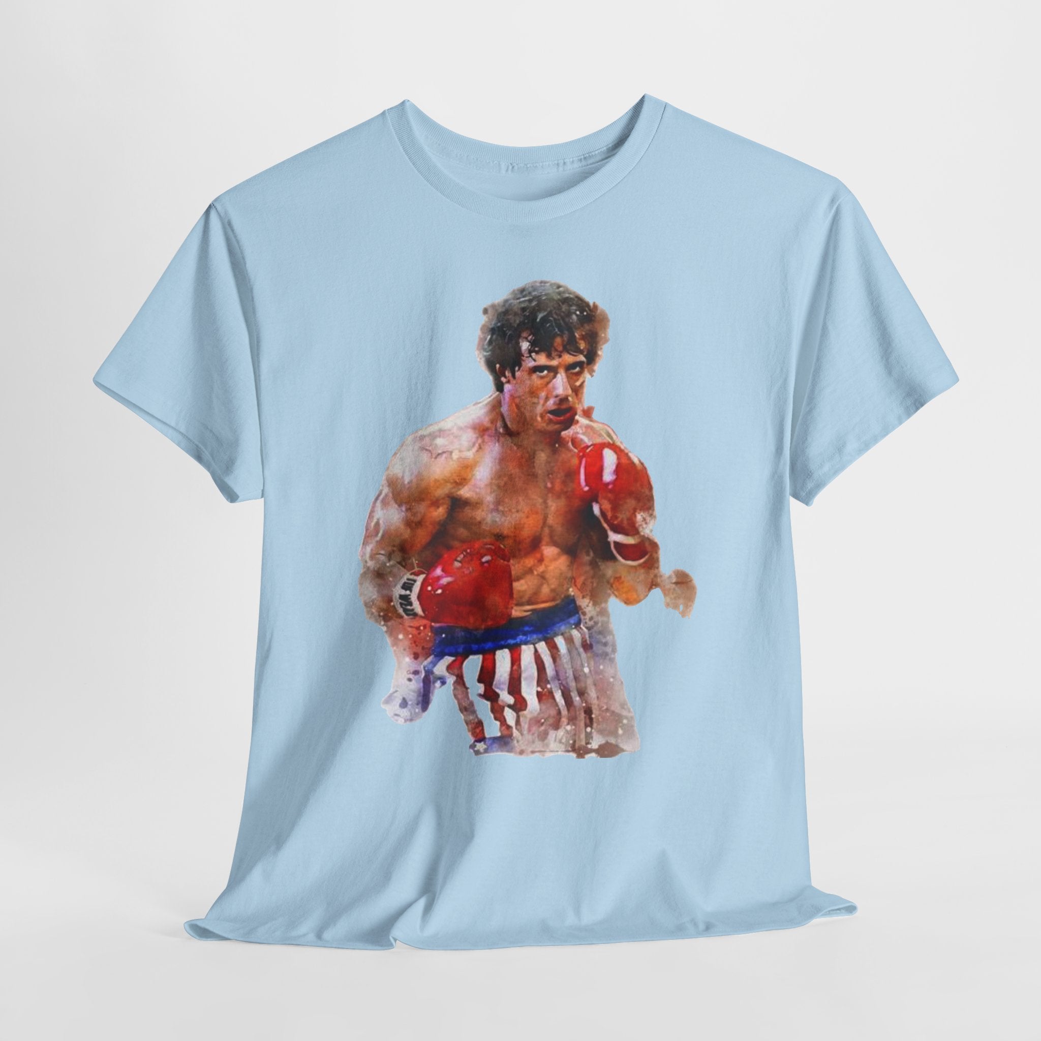 Boxer Rocky Painting T‑Shirt — Vintage American Flag Boxing Tee