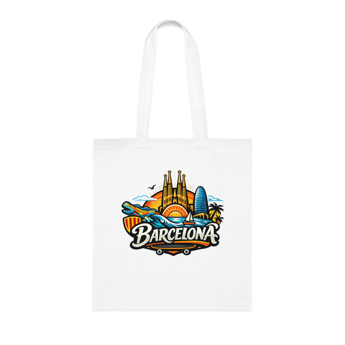 Barcelona Skyline Cotton Tote — Souvenir Travel Beach Bag